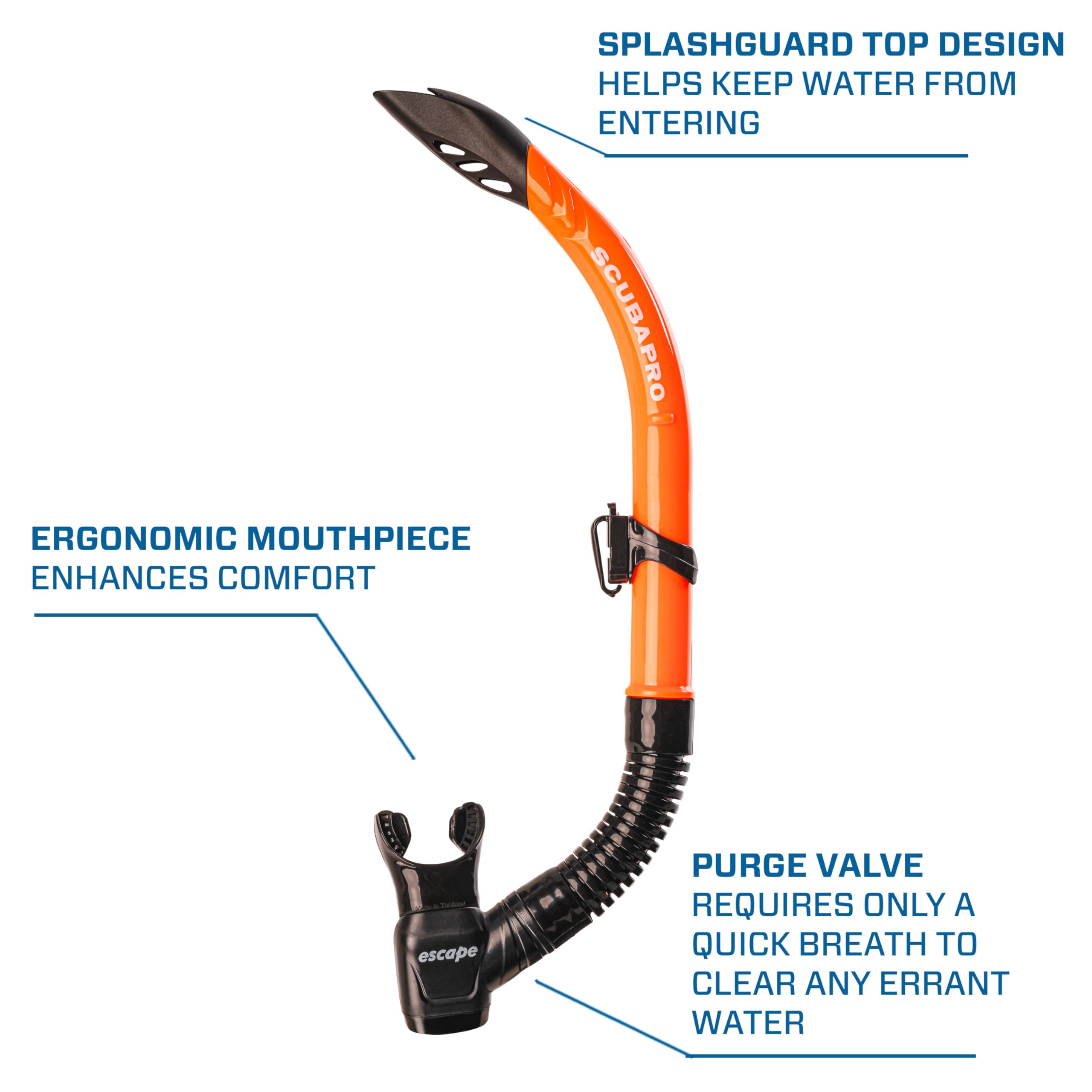 SCUBAPRO Escape splashguard top view that deflects spray and limits water entry