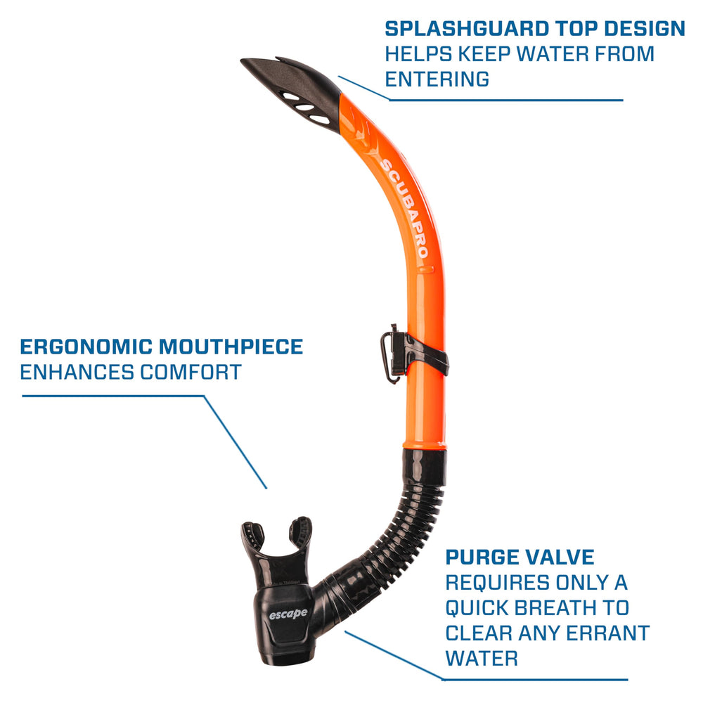 SCUBAPRO Escape splashguard top view that deflects spray and limits water entry