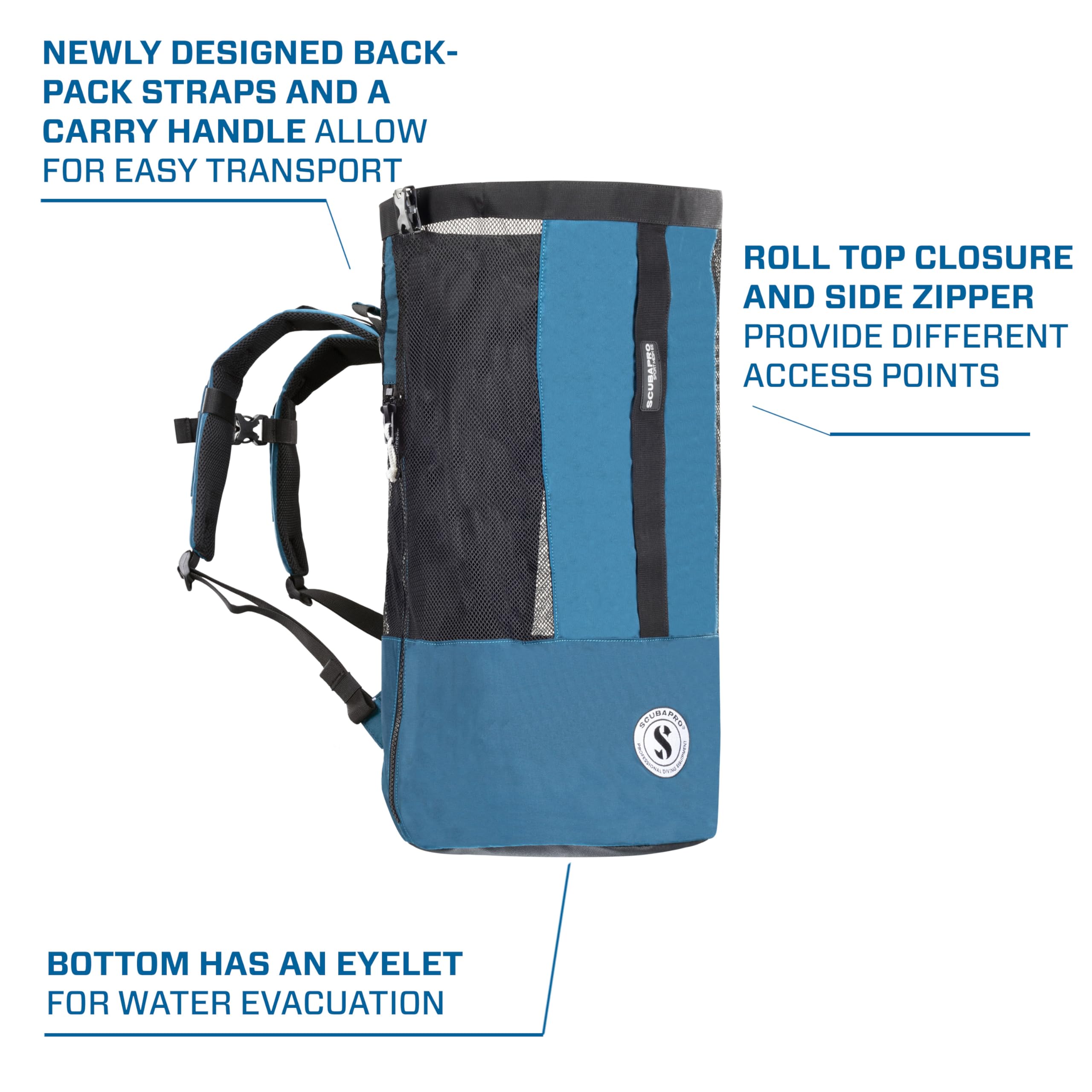 SCUBAPRO backpack straps and chest strap for stable comfortable carry
