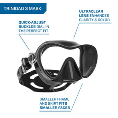 SCUBAPRO Trinidad mask close-up of soft silicone skirt for secure comfortable seal