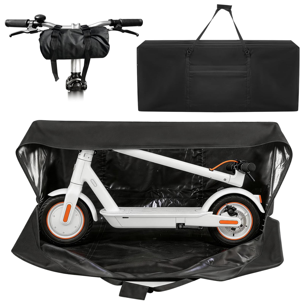 SCULPRIV front view of closed scooter bag showing protective coverage and easy transport