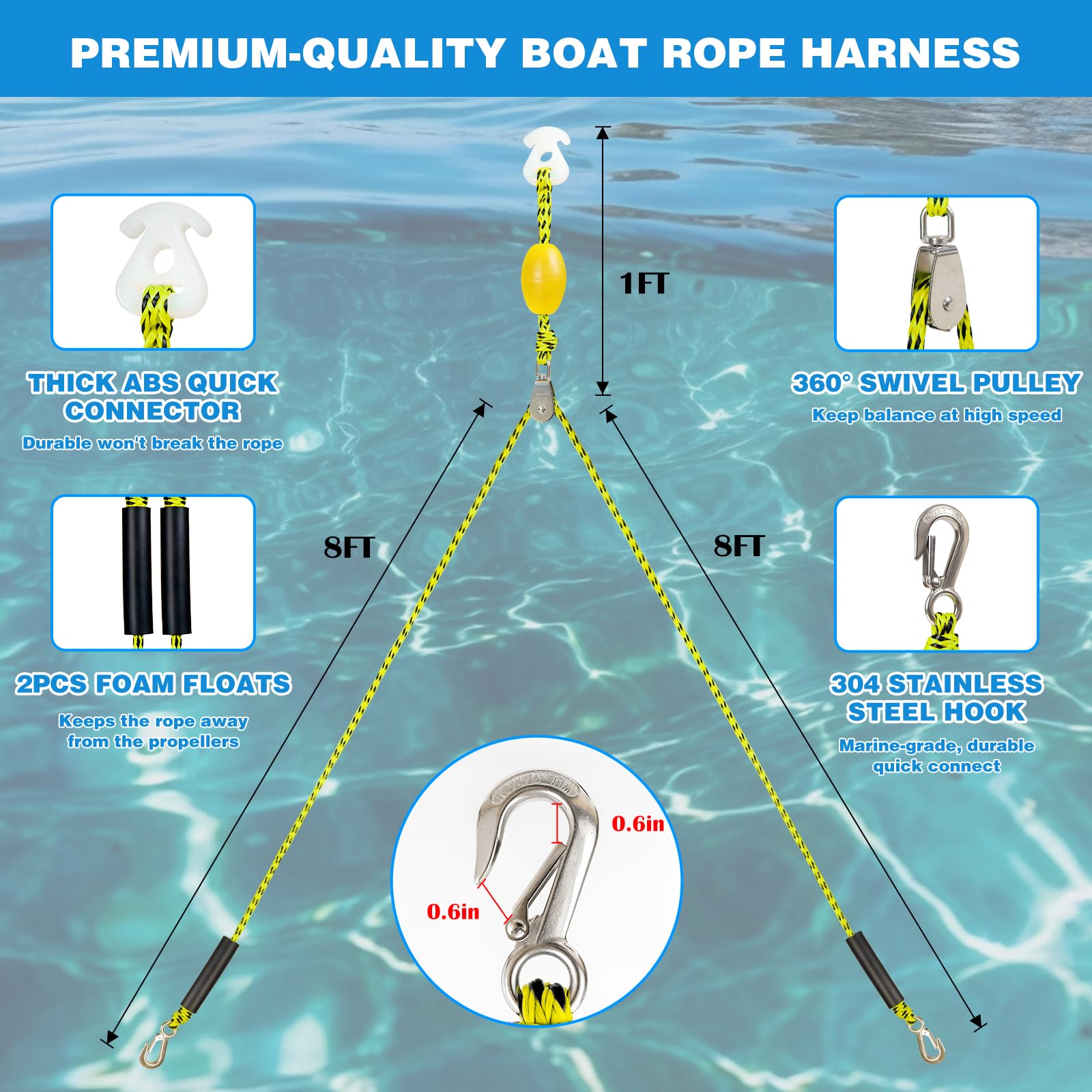 SCYONBARCO floating polyethylene rope on water for easy retrieval