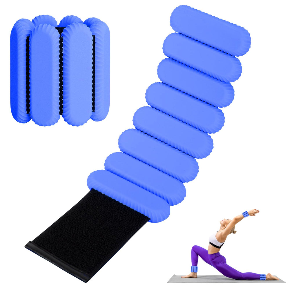 Sdoap front view of blue wrist ankle weights showing compact design and easy fit