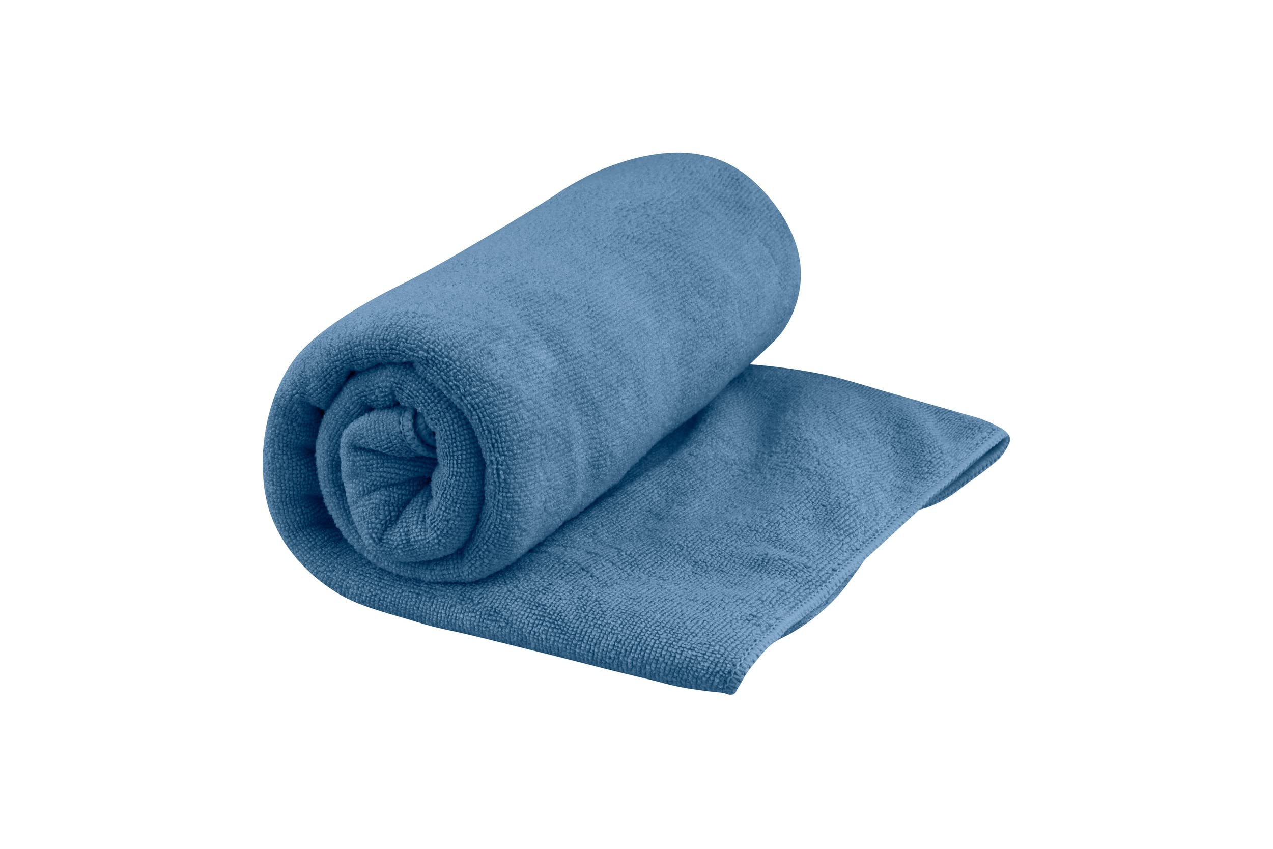 Sea to Summit front view of moonlight blue plush towel showing size and color benefit