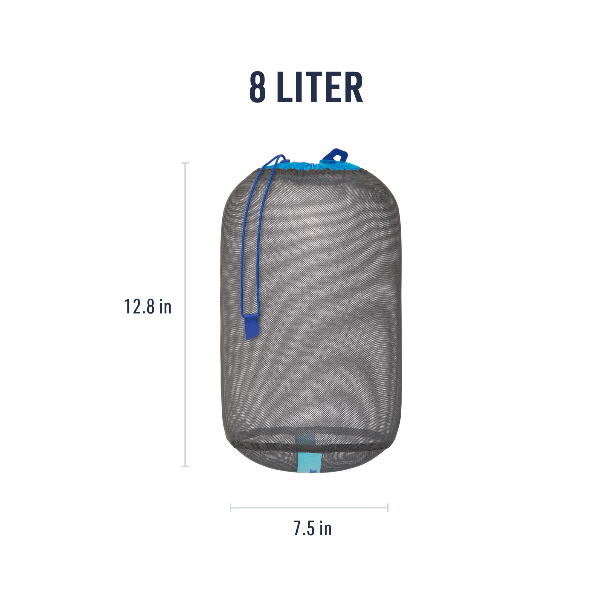 Sea to Summit next to a water bottle showing 8L scale and compact packing advantage