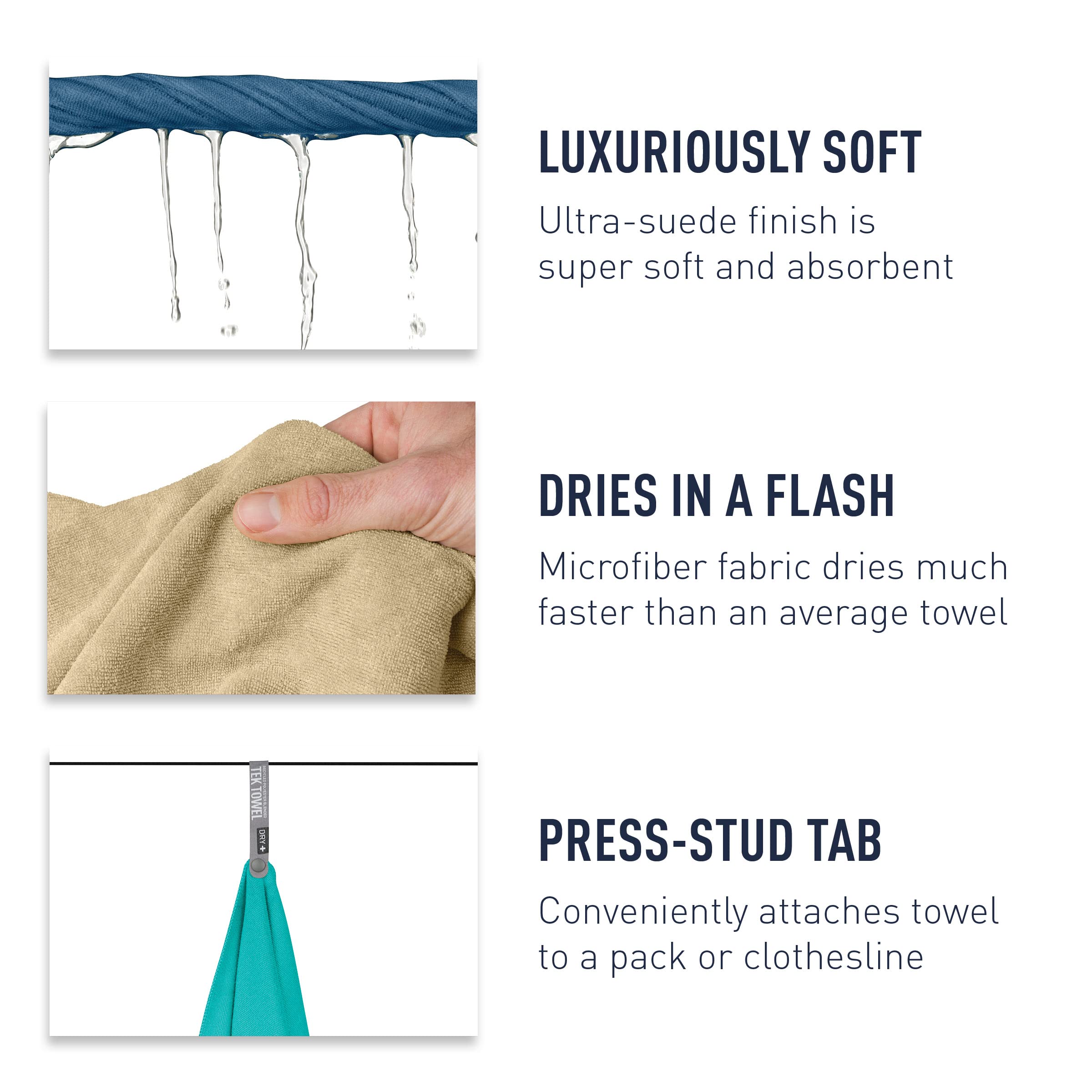 Sea to Summit towel packed in molded EVA case for compact travel storage benefit