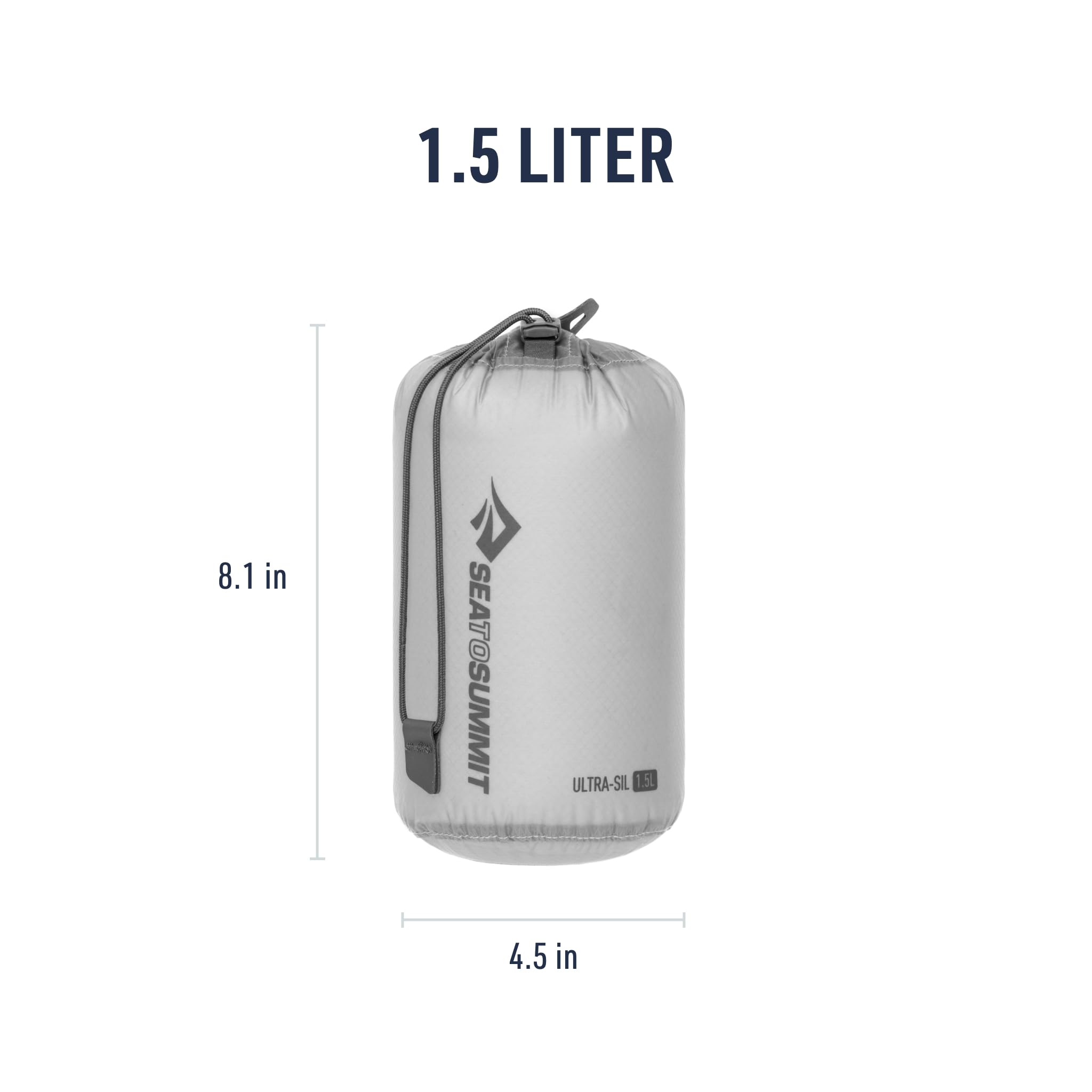 Sea to Summit next to a water bottle for scale showing compact size and ultralight weight benefit