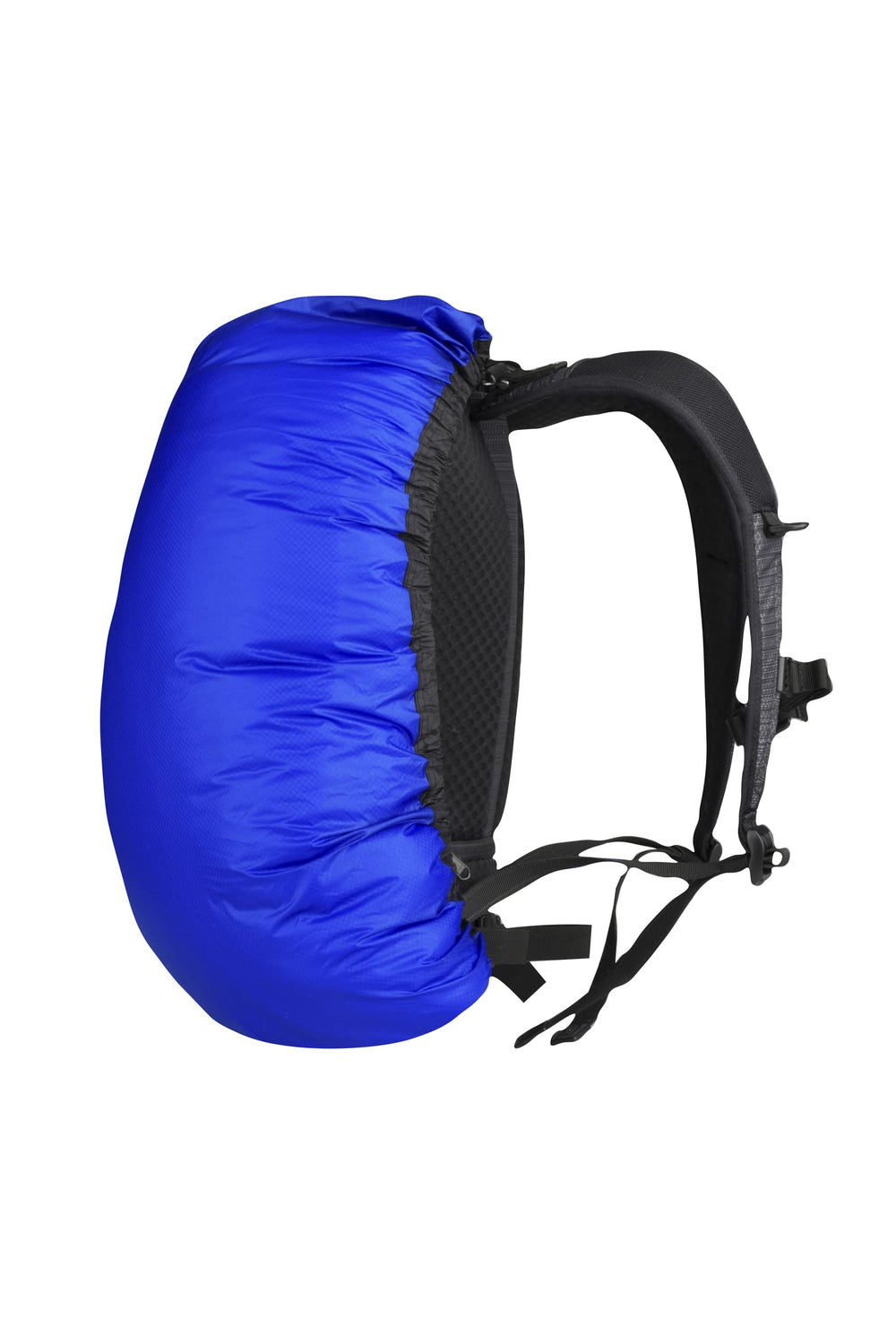Sea to Summit front view of royal blue pack cover showing full coverage and protection