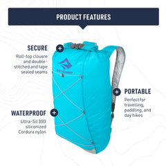 Sea to Summit pack compressed in stuff sack for compact travel and easy storage