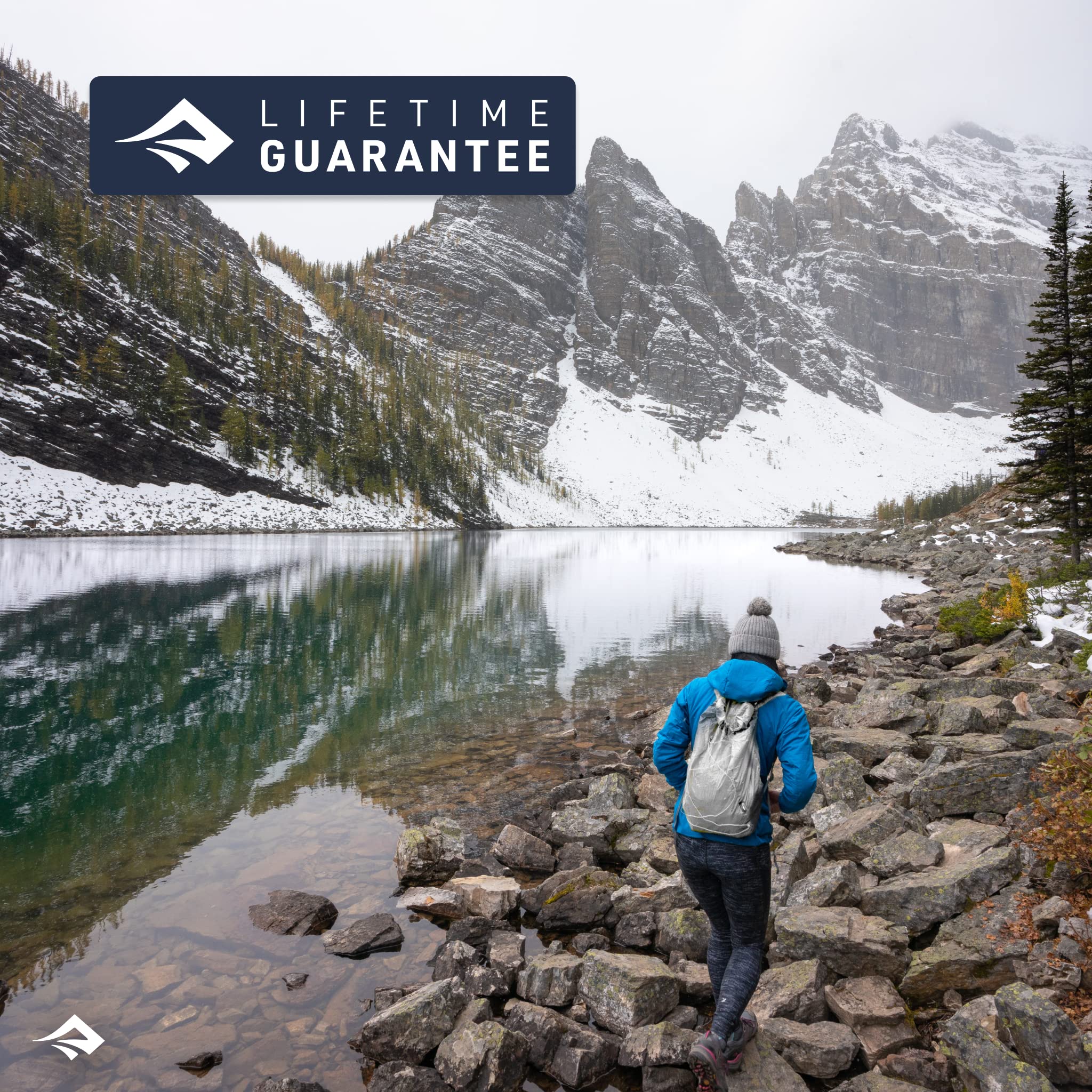 Sea to Summit pack next to water bottle showing packability and space-saving benefit