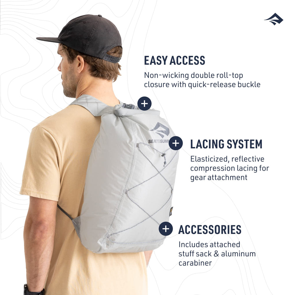 Sea to Summit pack worn by commuter demonstrating low-profile comfort and visibility