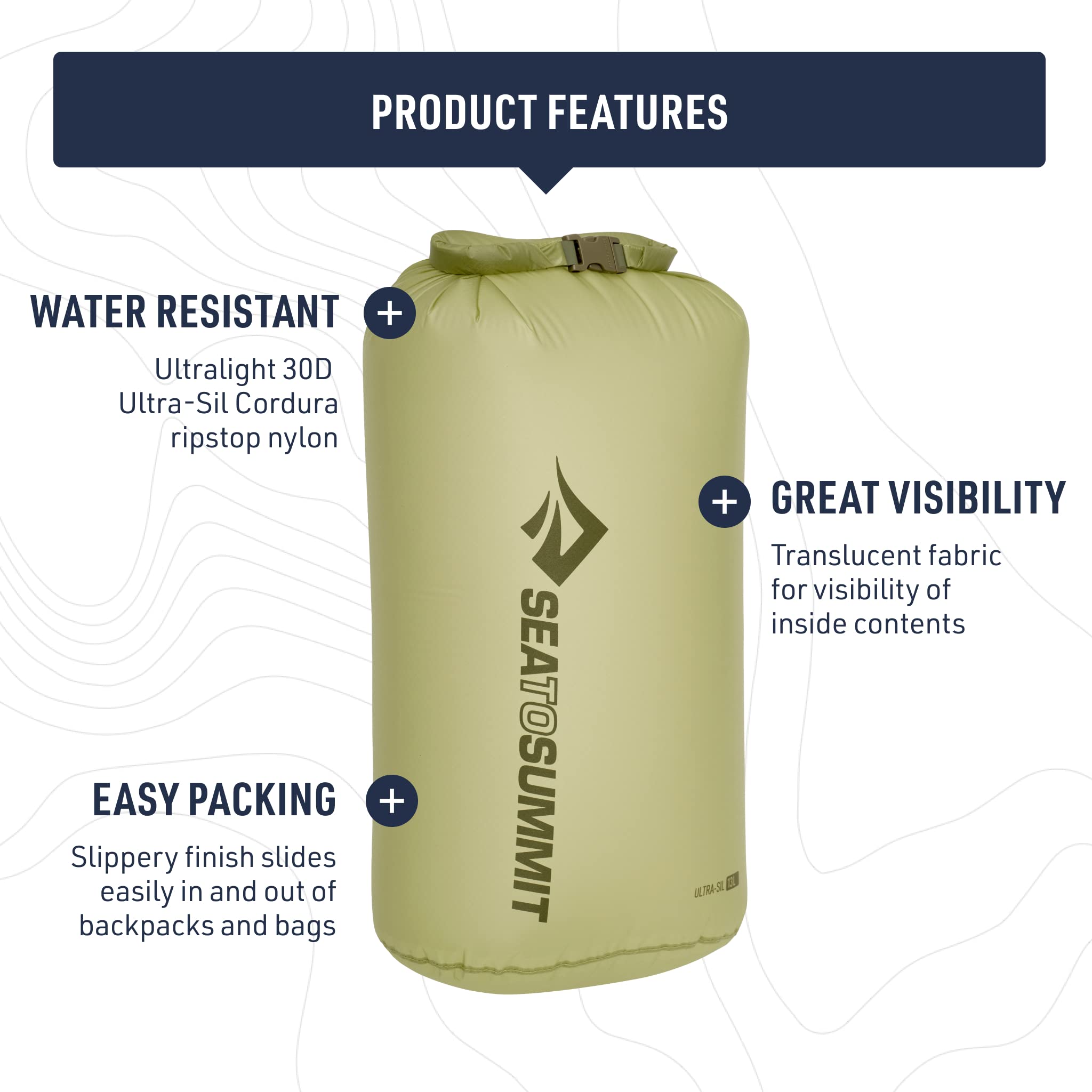 Sea to Summit dry bag tucked in backpack pocket showing space-saving organization benefit