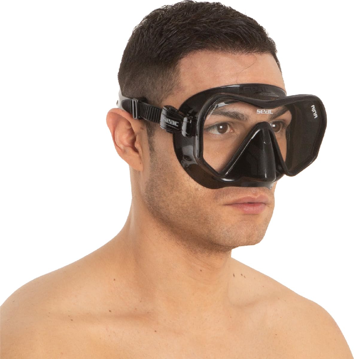 SEAC Ajna strap and back detail showing durable silicone strap and secure fit