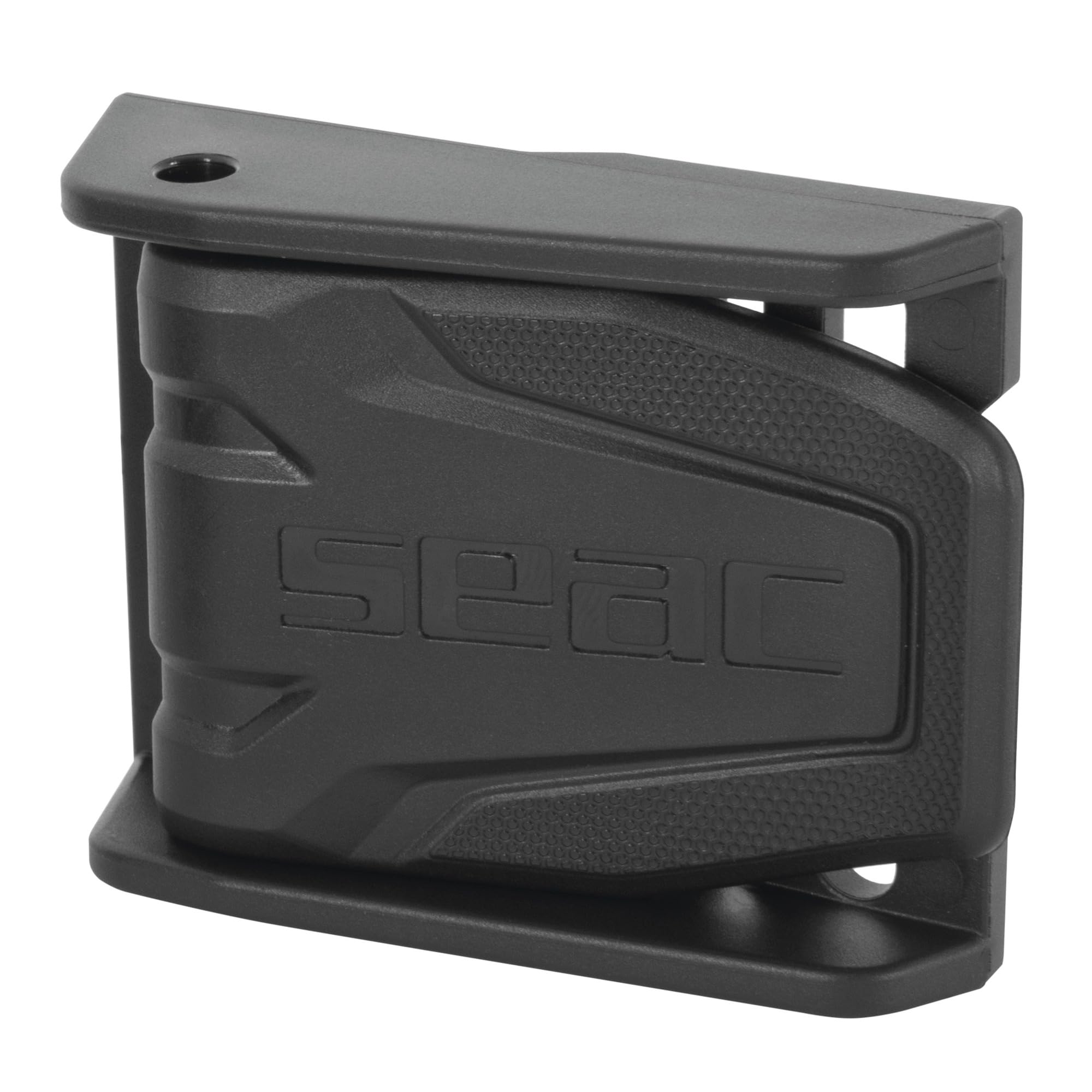 SEAC buckle detail close-up highlighting plastic nylon-style lock and secure closure