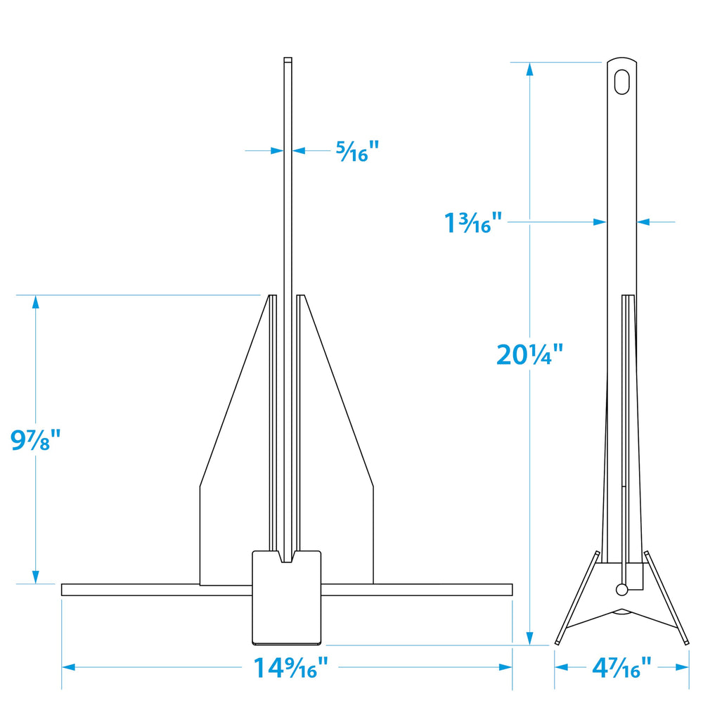 SEACHOICE anchor beside ruler for size comparison aiding selection for 12–16ft boats
