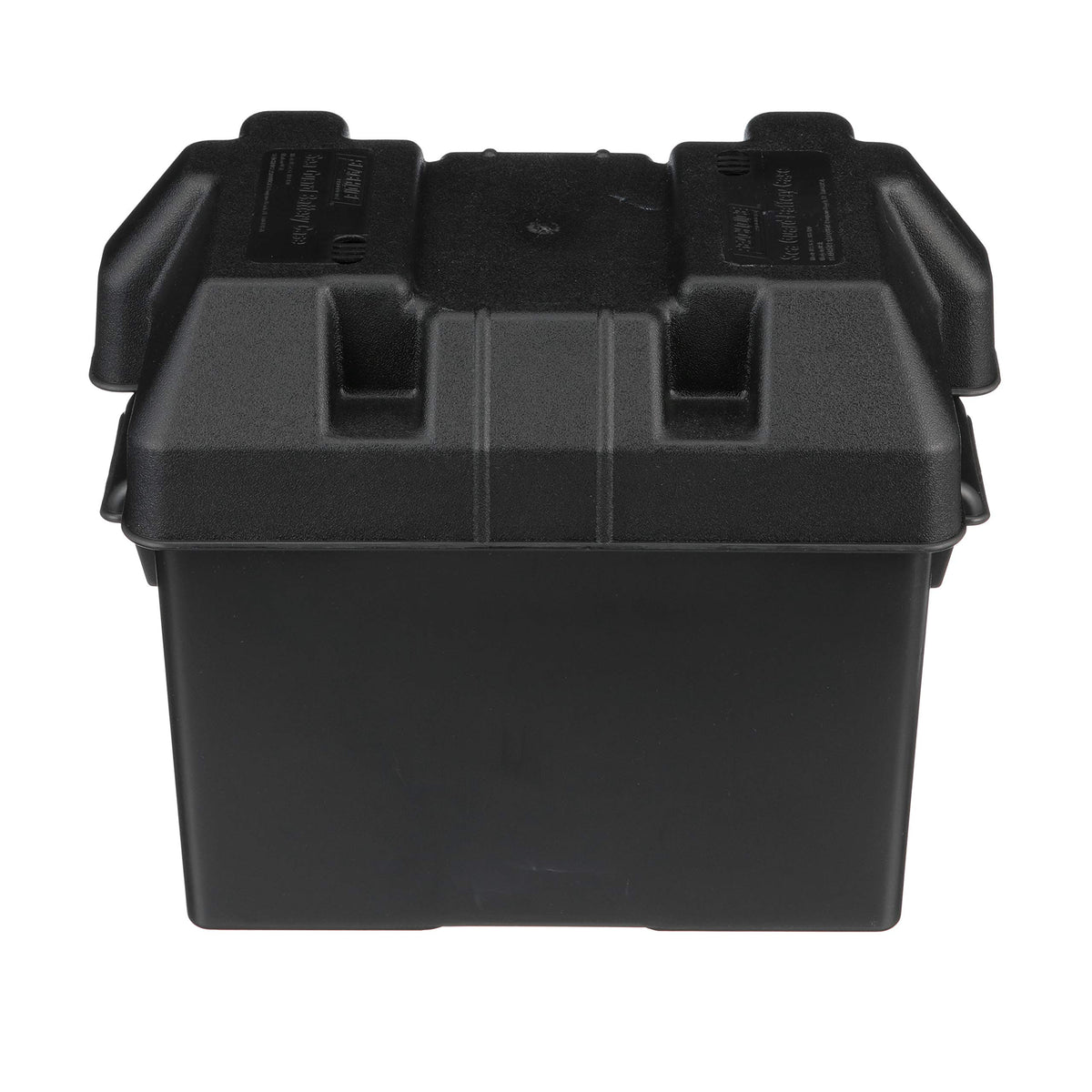 Seachoice front view of battery box showing secure enclosure and protection