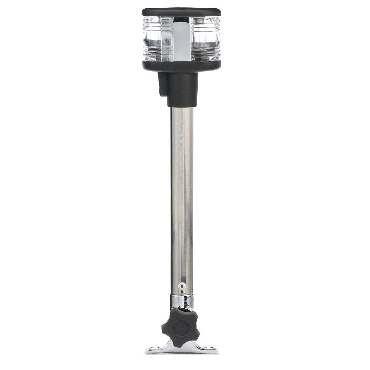 SEACHOICE front view of masthead light showing clear lens and benefit of bright visibility