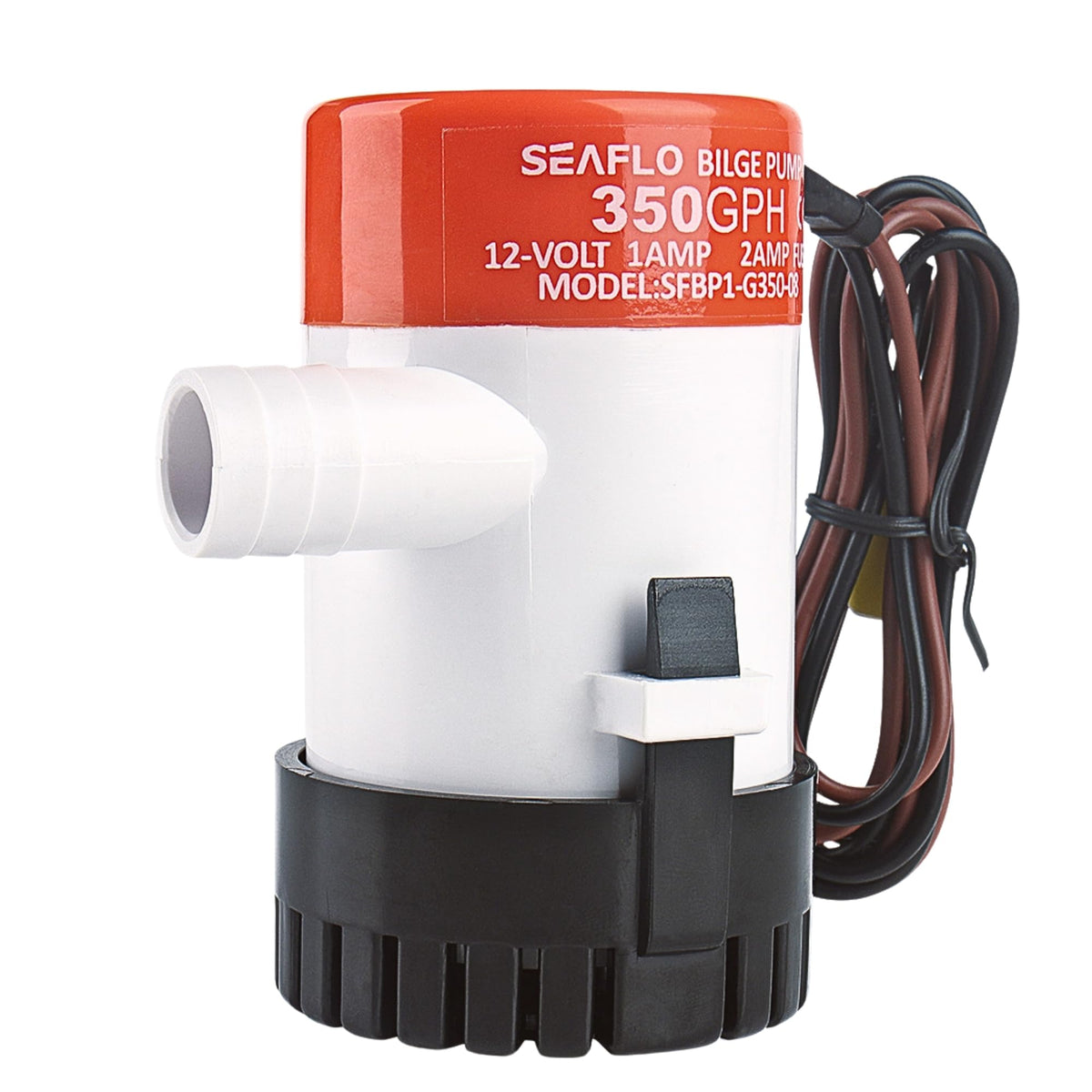 SEAFLO pump front view showing compact profile and fast water removal