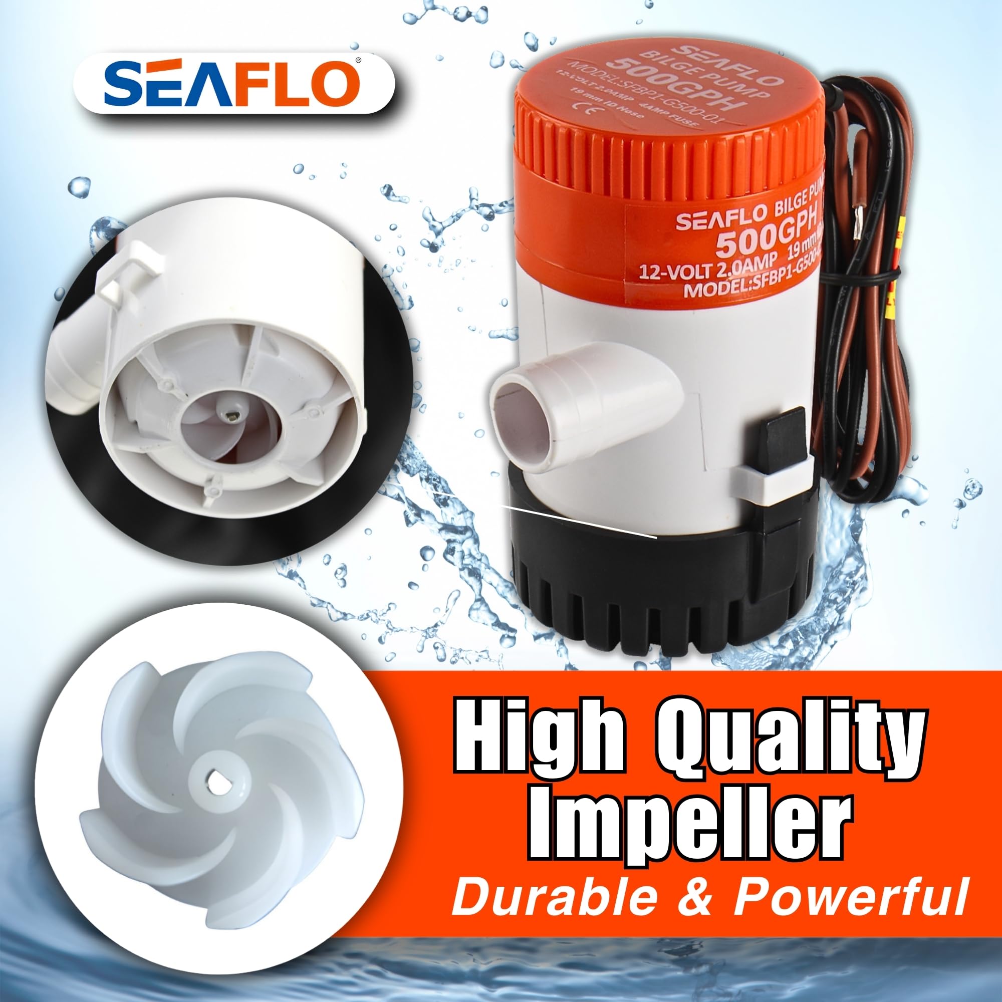 SEAFLO closeup impeller highlighting efficient water movement