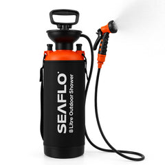 SEAFLO front view filled tank showing stable base and ergonomic handle for easy transport
