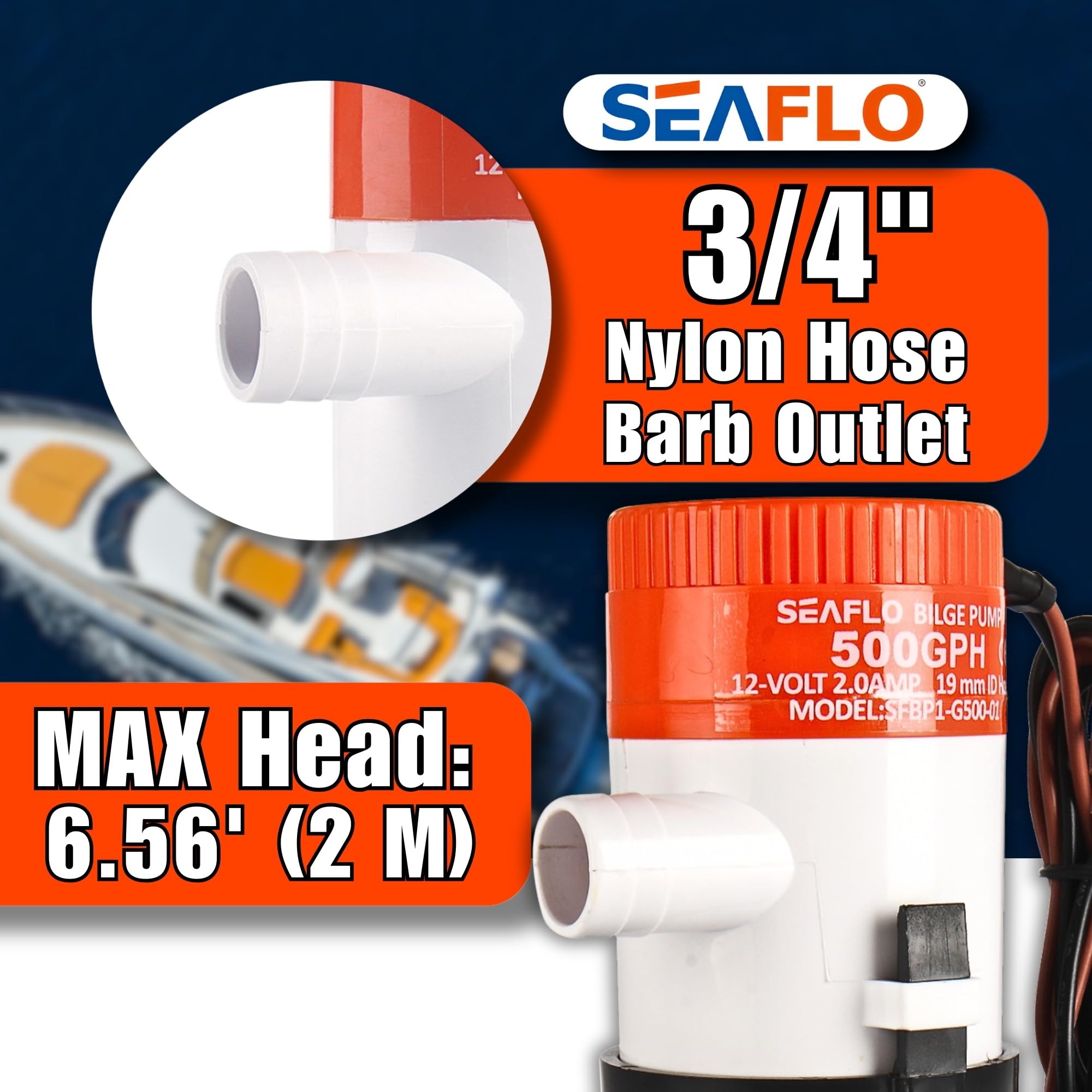 SEAFLO label and certifications confirming CE RoHS compliance