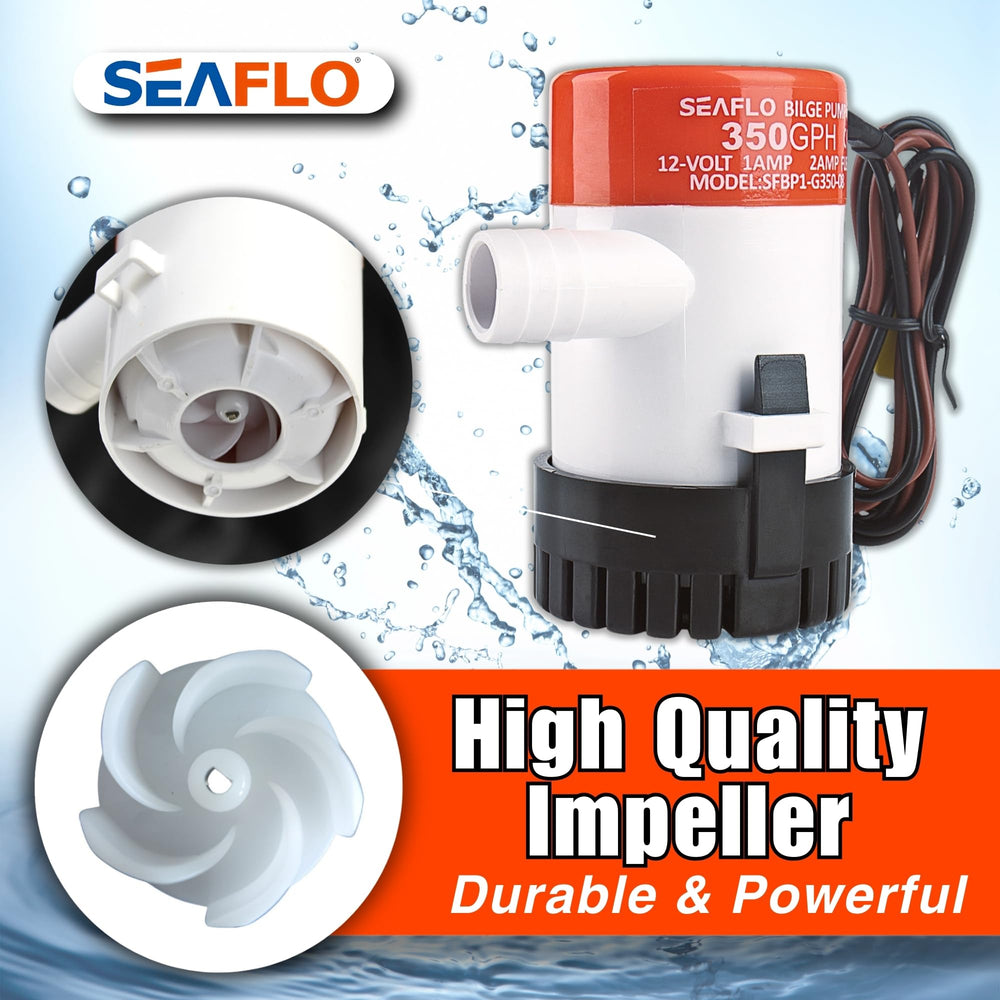 SEAFLO close-up of sealed motor highlighting quiet durable performance