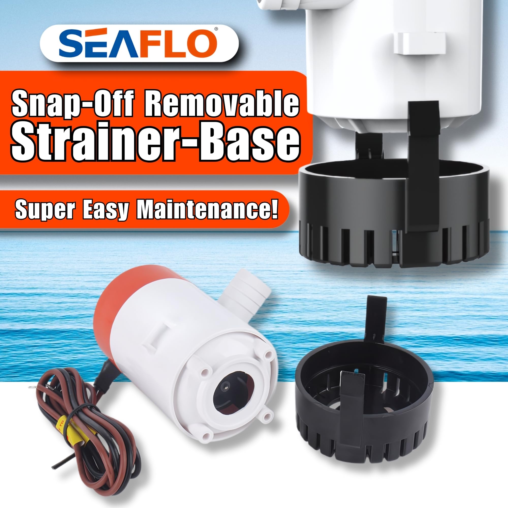 SEAFLO pump mounted in bilge demonstrating tidy in-boat installation