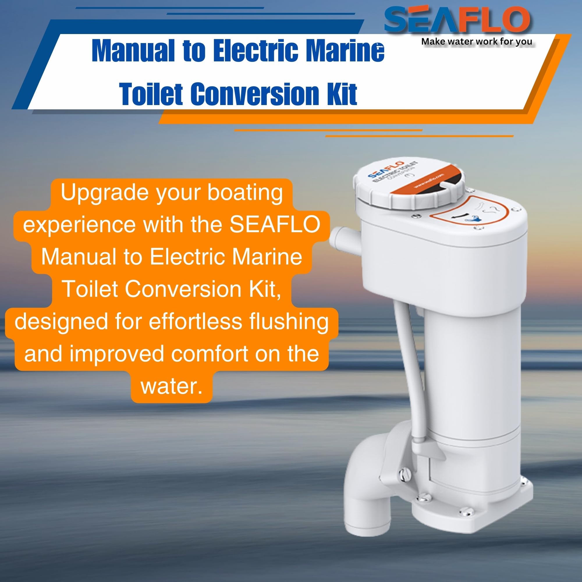 SEAFLO unit mounted in a compact marine head illustrating space-saving benefit