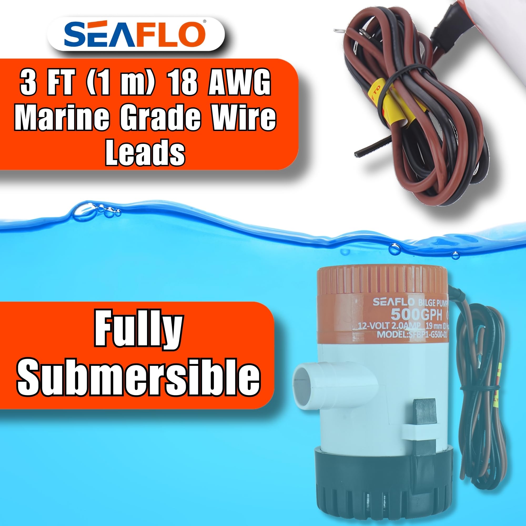 SEAFLO next to a hand for scale showing small footprint advantage