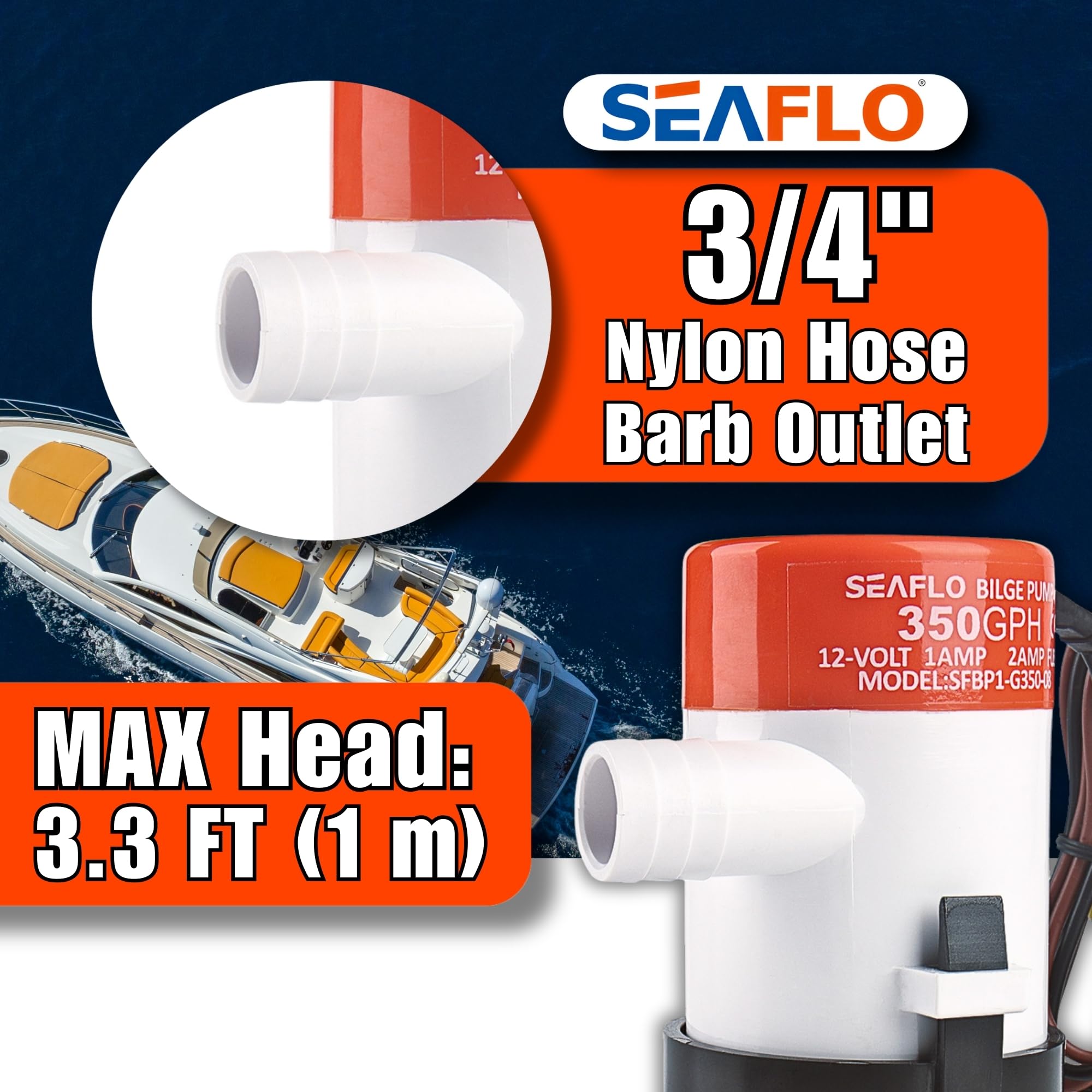 SEAFLO wiring lead and connector display for quick electrical hookup