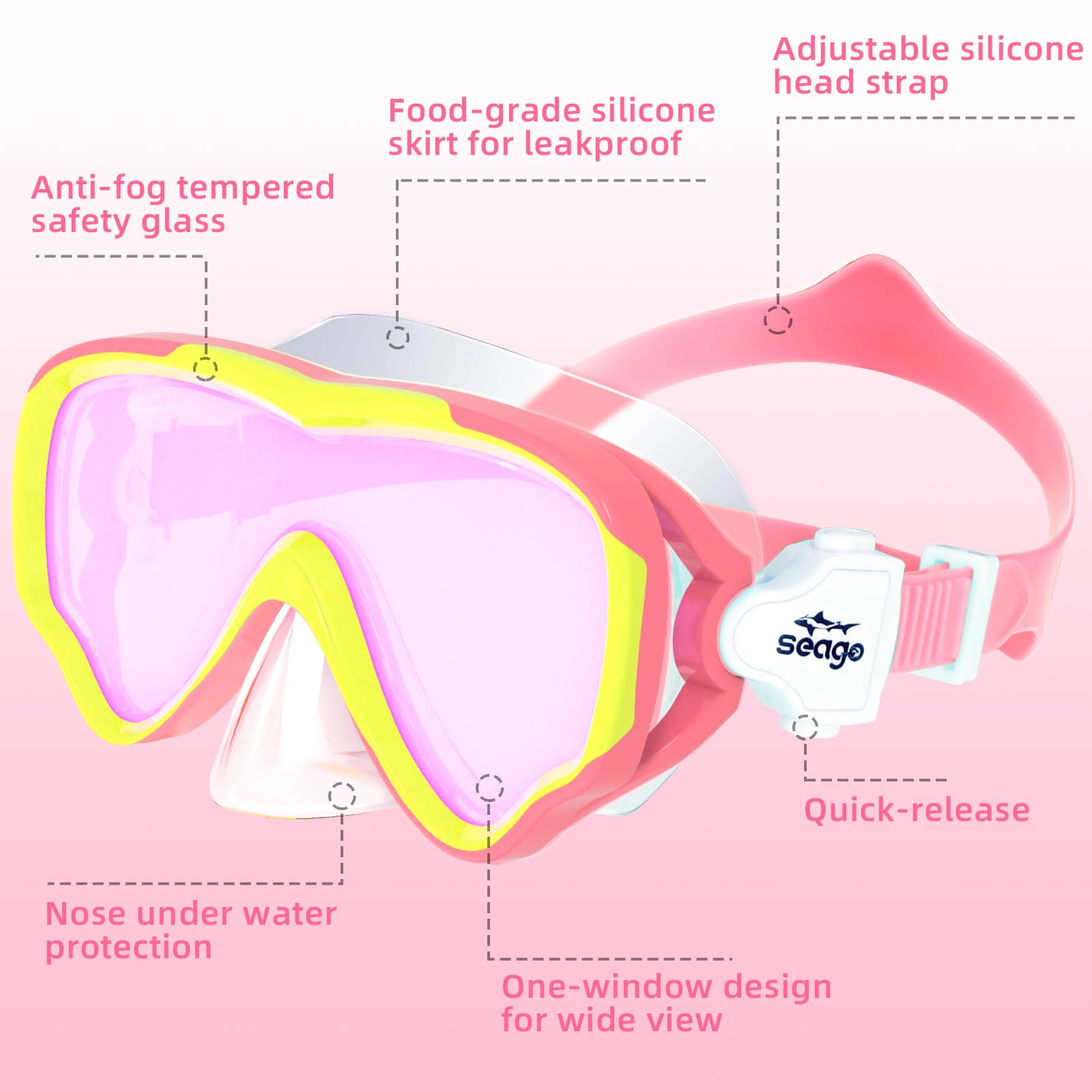 Seago detailed silicone skirt shot showing soft seal and comfortable fit benefit