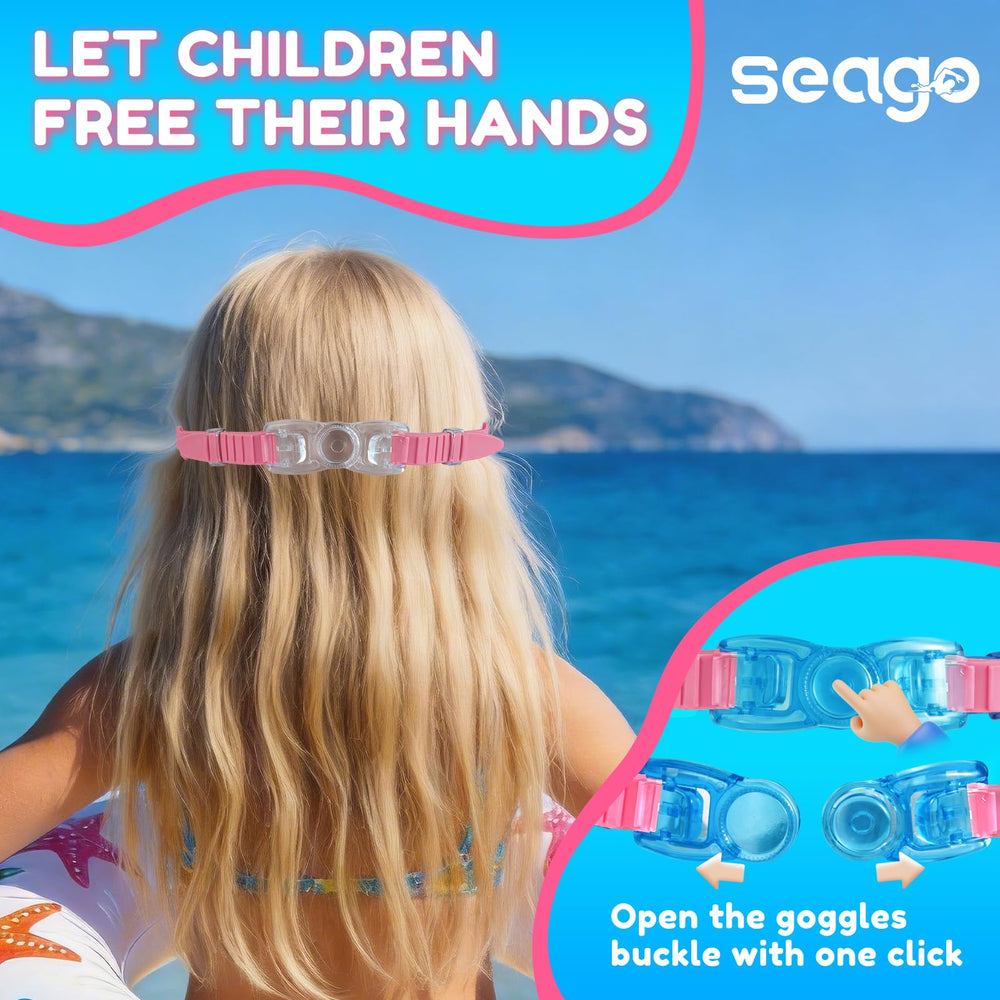Seago size comparison with hand showing compact kid fit for ages three to fourteen