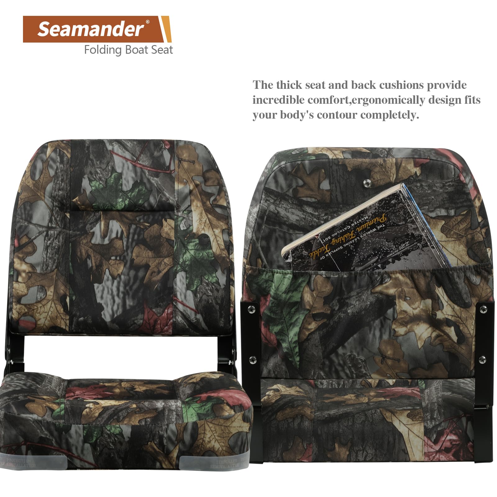 Seamander seat next to a person demonstrating lightweight eight-pound size