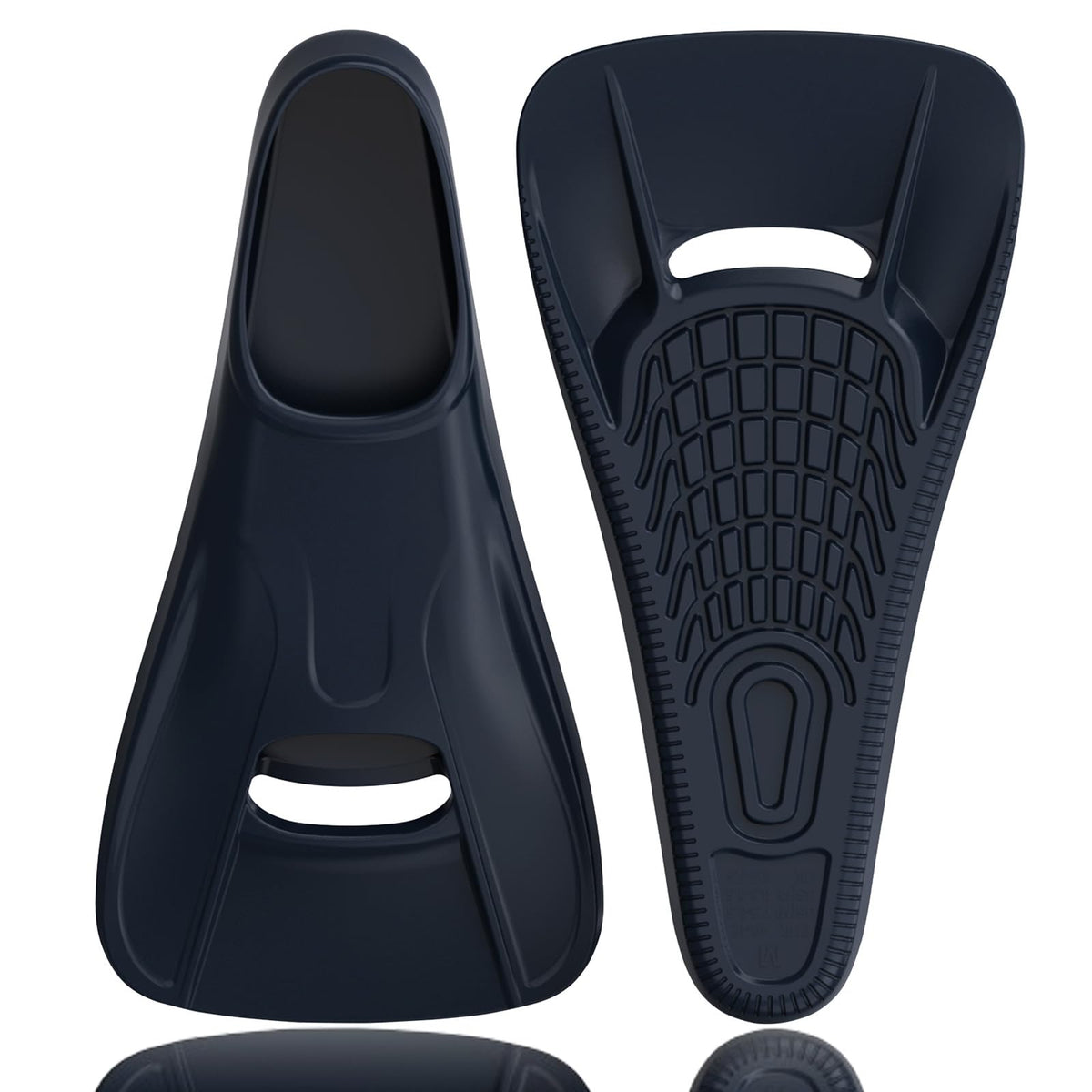 Seatheway front view of fins showing compact short blade and closed heel fit for speed