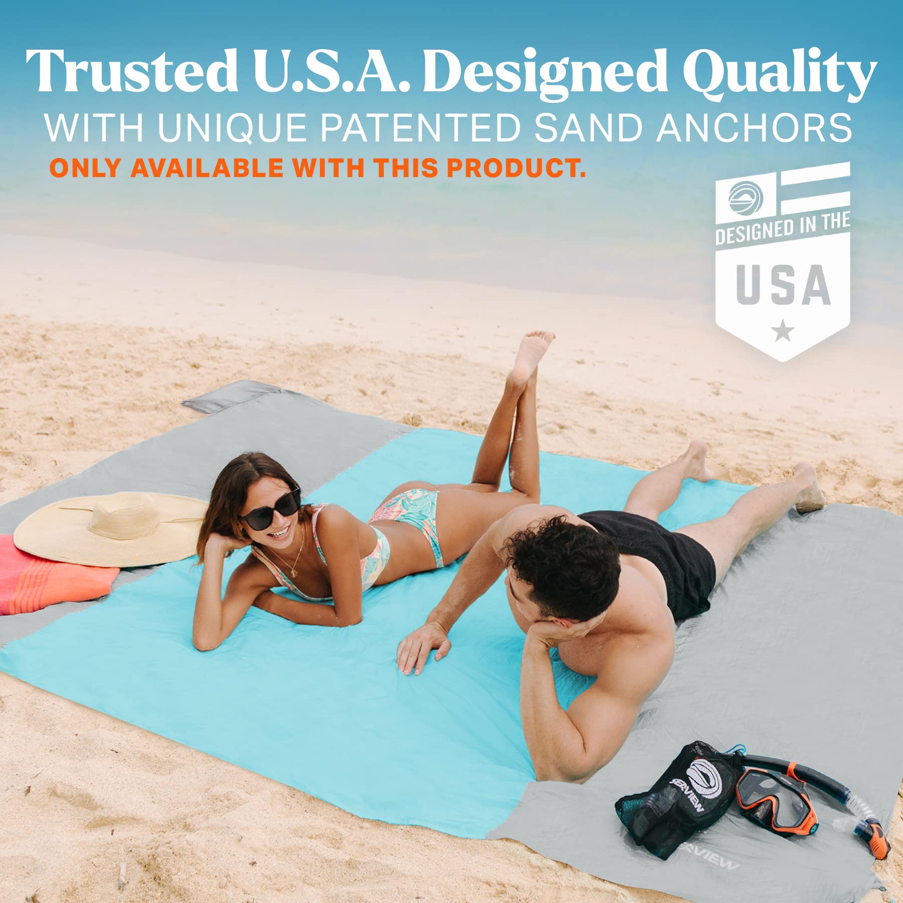 Seaview 180 hidden pocket open protecting valuables from sand