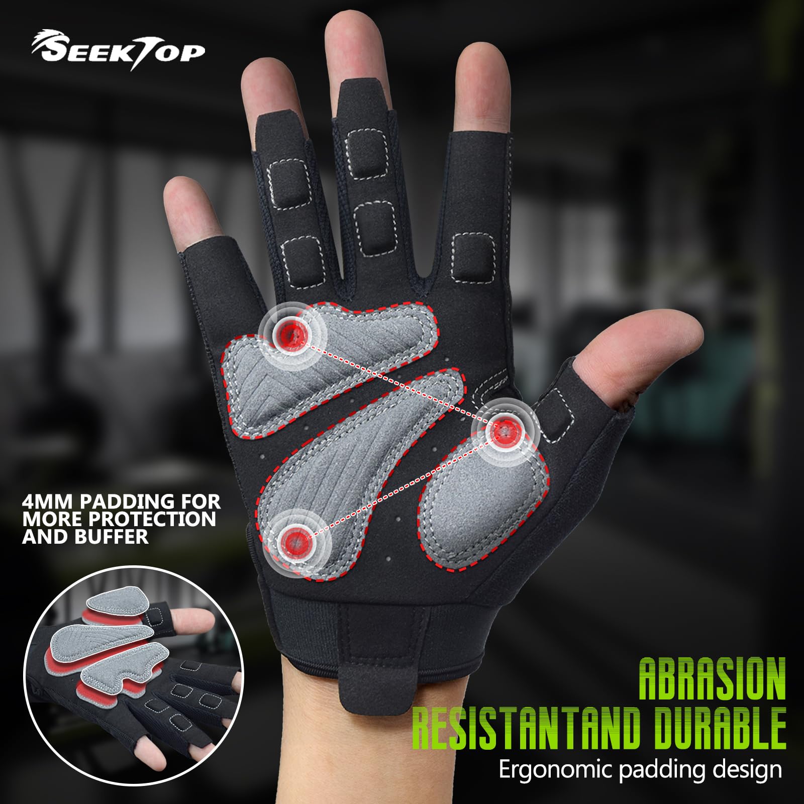 Seektop detail of extended thumb design offering extra joint protection