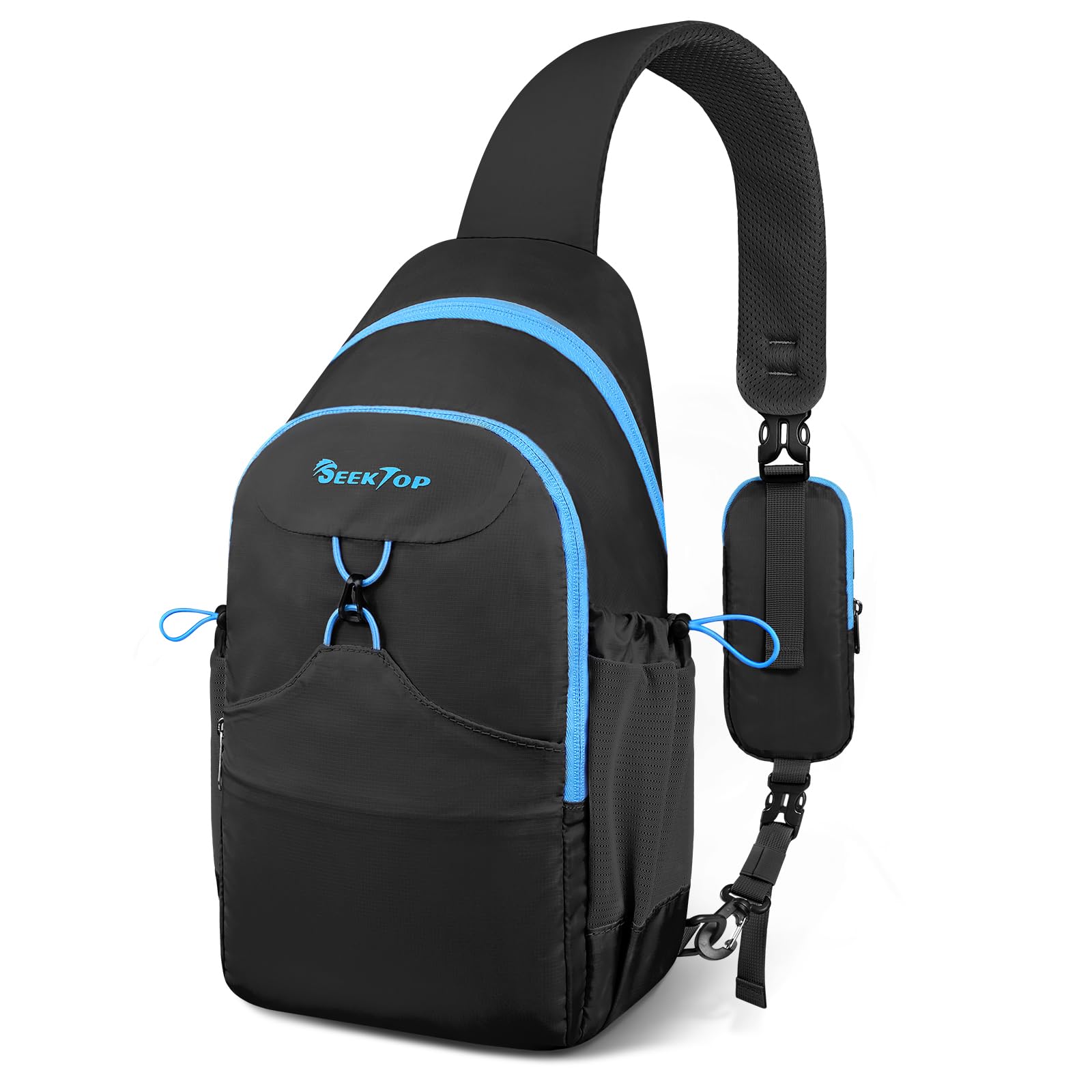 Seektop front view showing compact organized pockets and easy access benefit