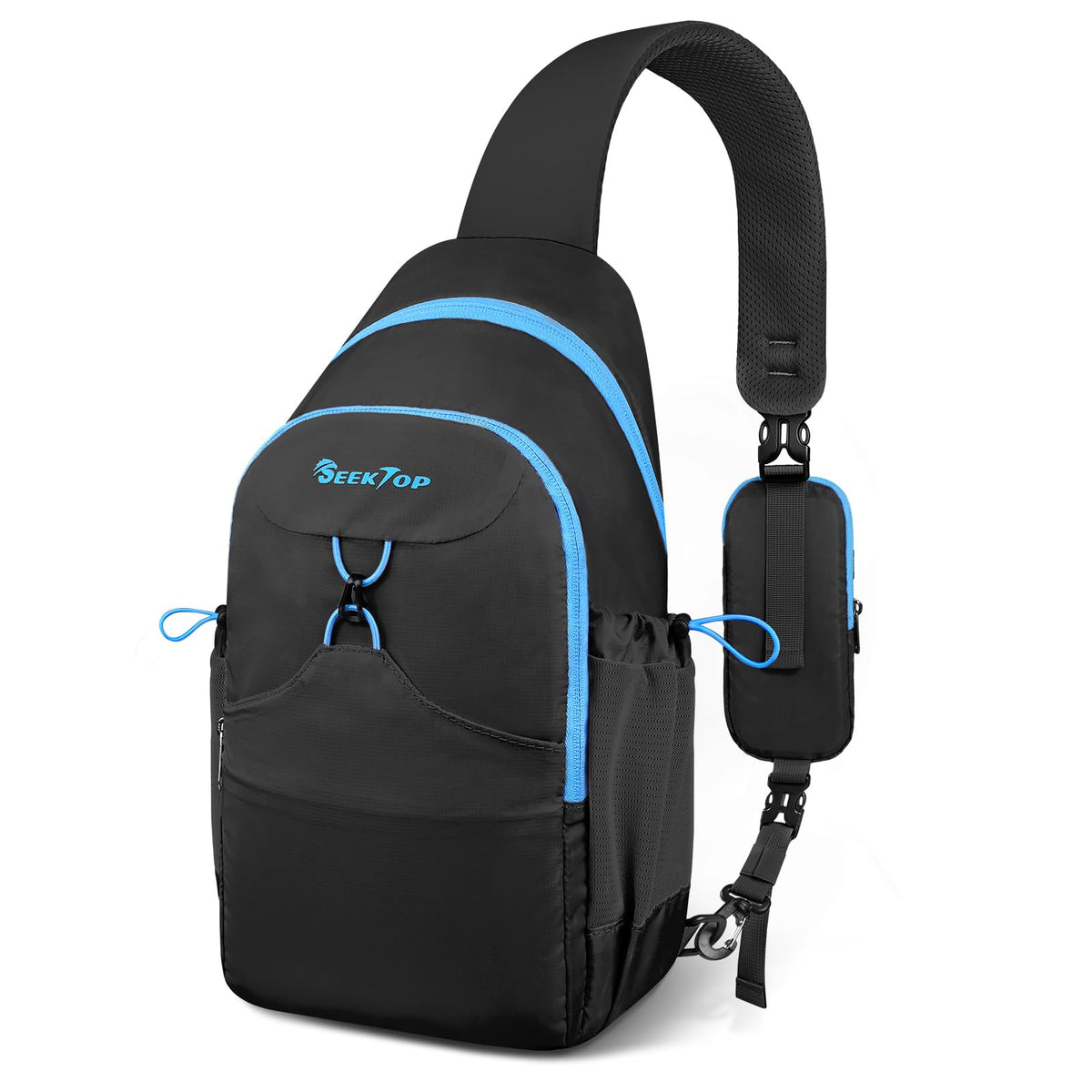 Seektop front view showing compact organized pockets and easy access benefit