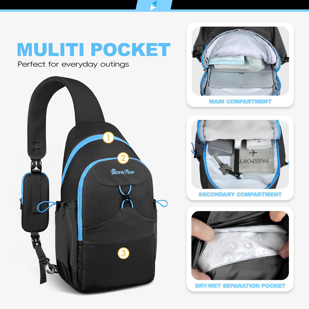 Seektop main compartment open showing tablet and organized storage