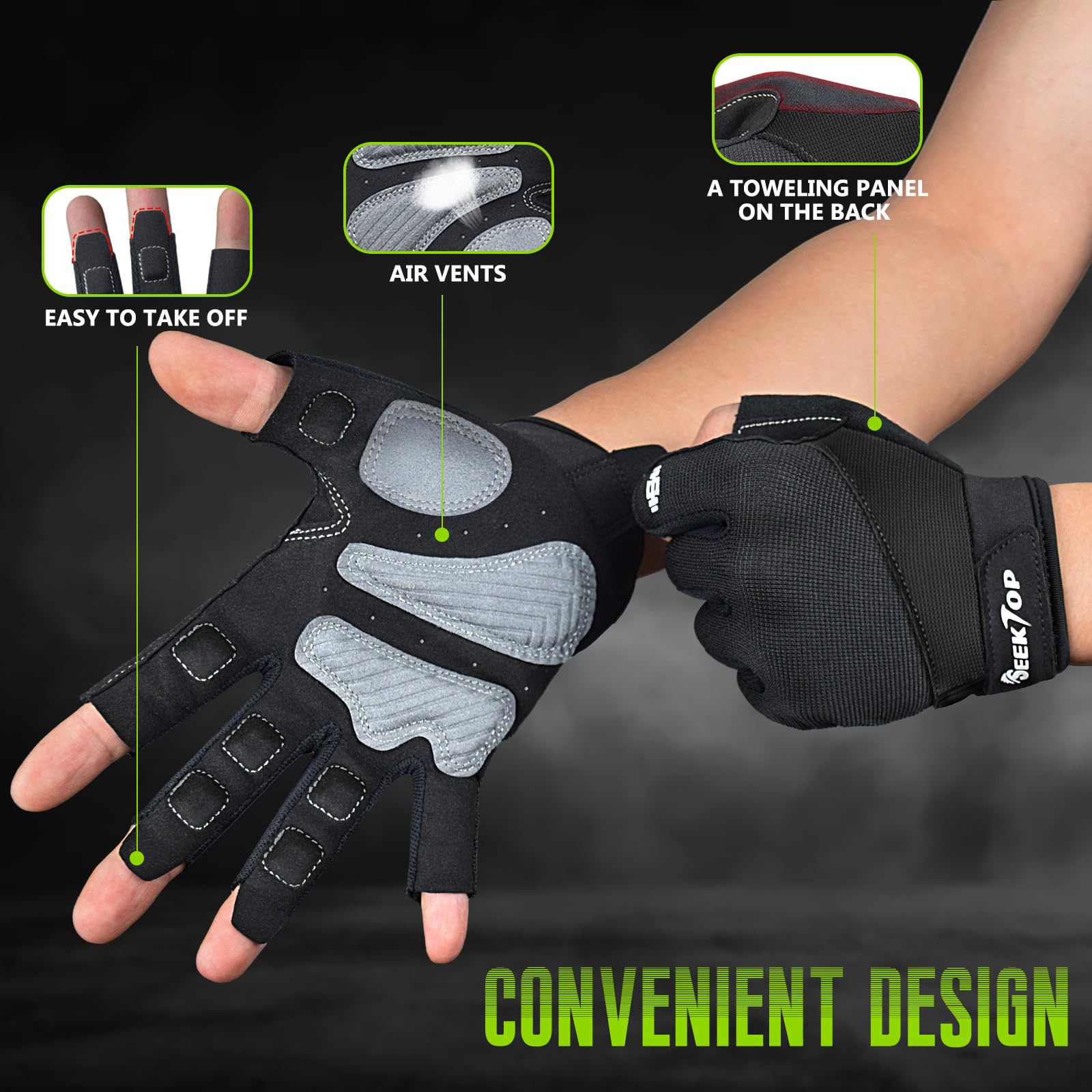 Seektop close-up of 4mm palm cushion offering improved grip and impact protection