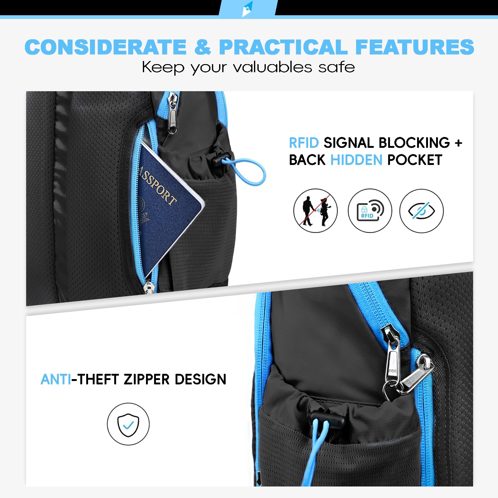 Seektop beside water bottle illustrating size and convenient capacity