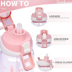 Seekua time marker close-up encouraging regular hydration and progress