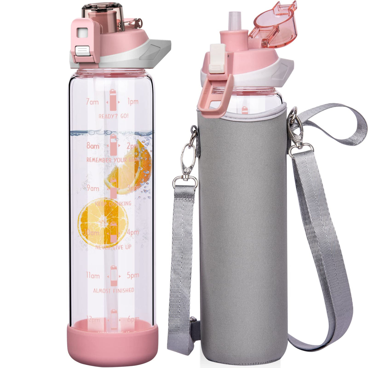 Seekua glass bottle front view showing clean design and sturdy build benefit
