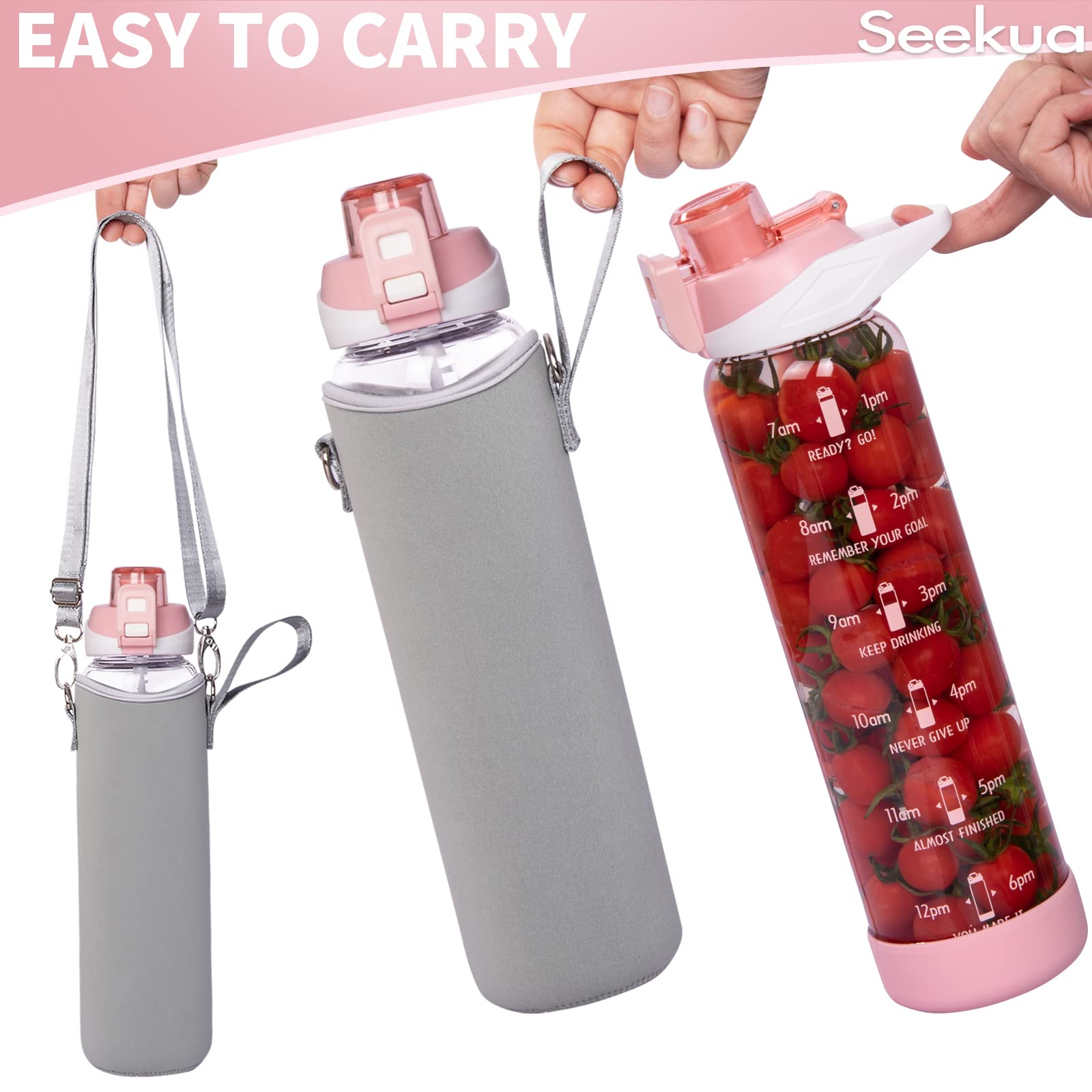 Seekua neoprene sleeve with shoulder strap offering grip and hands-free carry