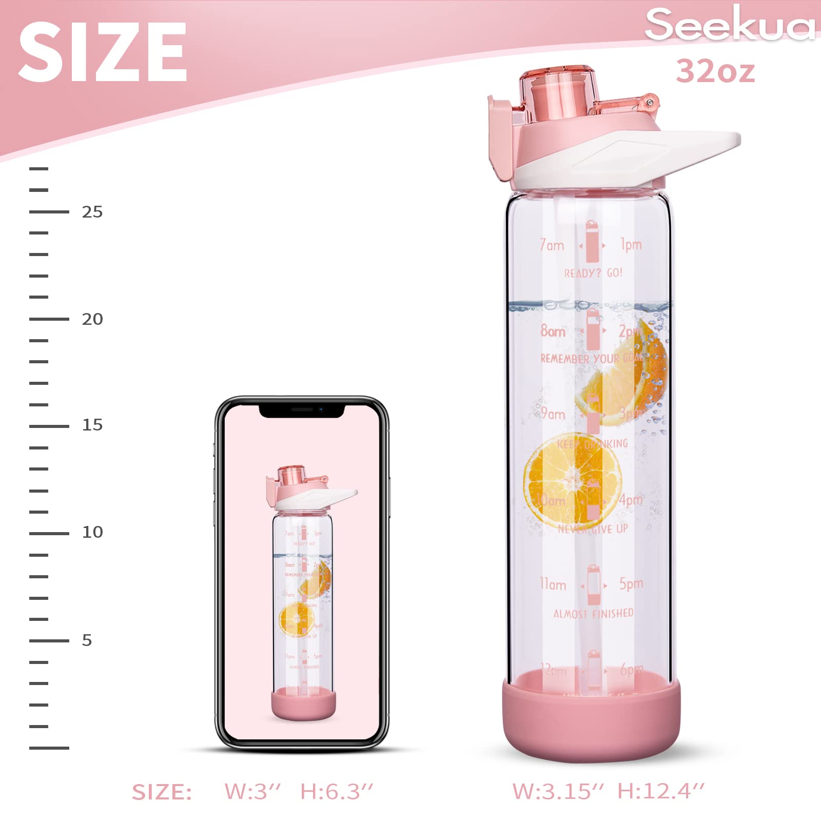 Seekua wide mouth filled with fruit-infused water highlighting easy filling