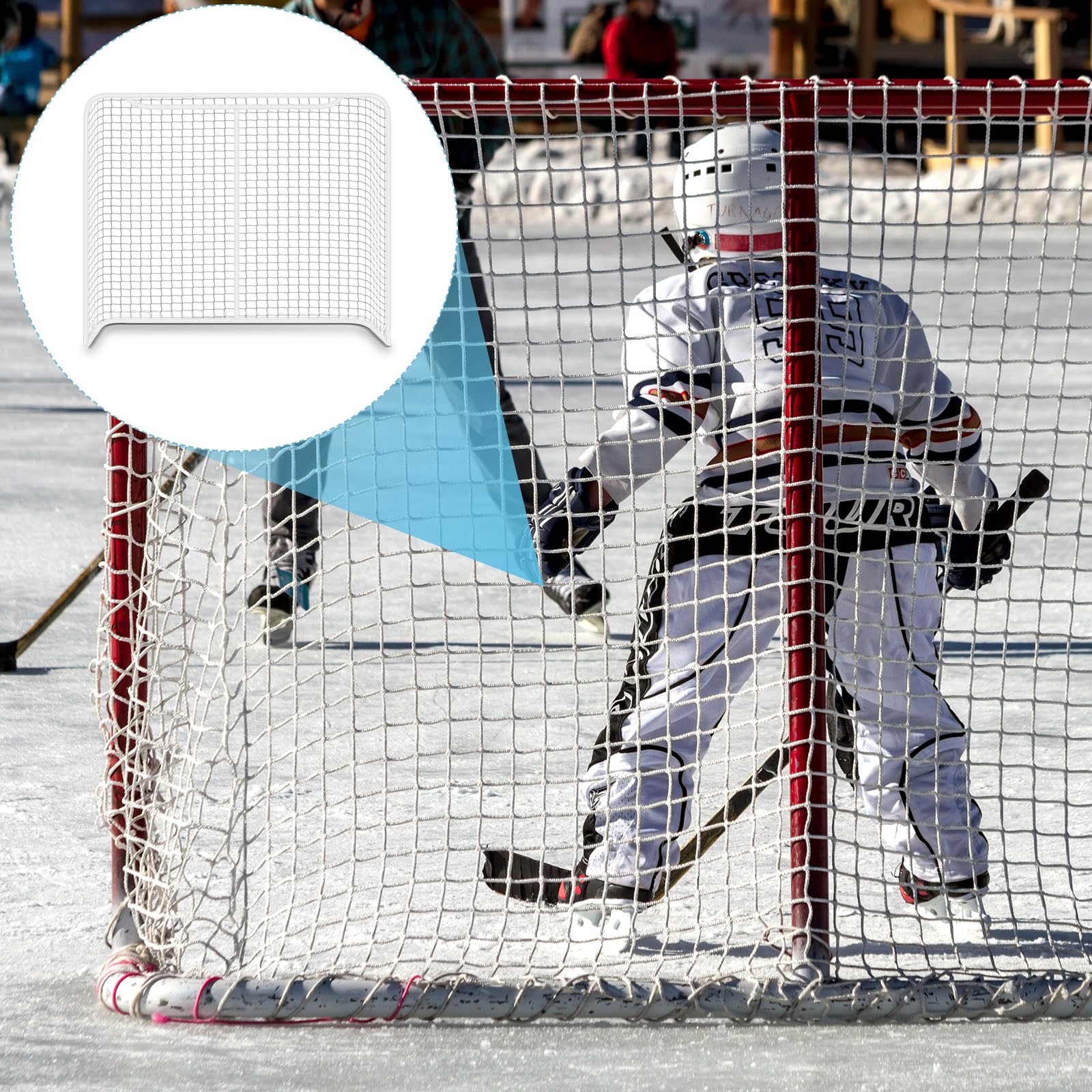 Seenelling net in a practice rink scene improving training and ball control