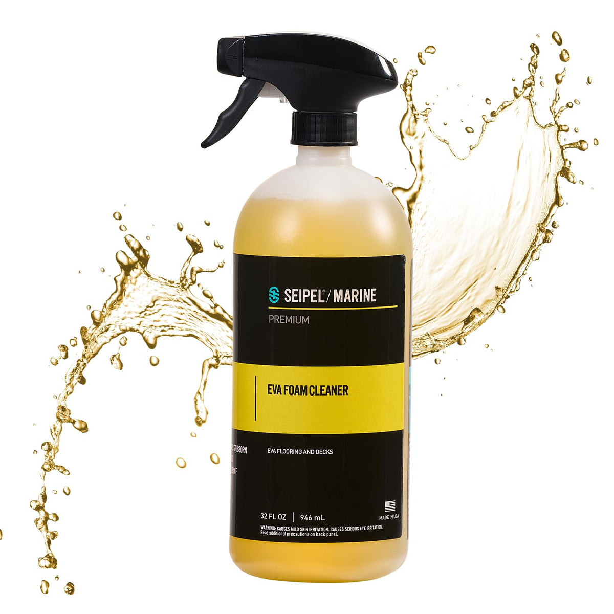 Seipel Marine front label on 32oz cleaner showing product identity and benefit