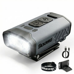Sekrro front view on hard hat showing bright beam and secure fit