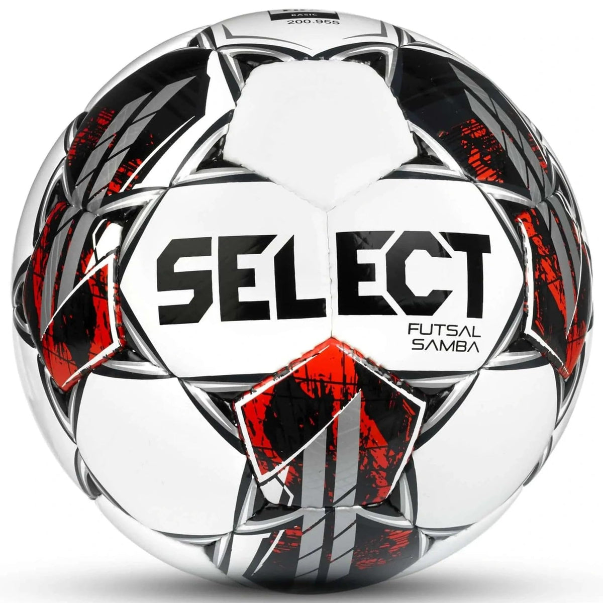 SELECT Samba futsal ball front view showing V22 colors and clear visibility benefit