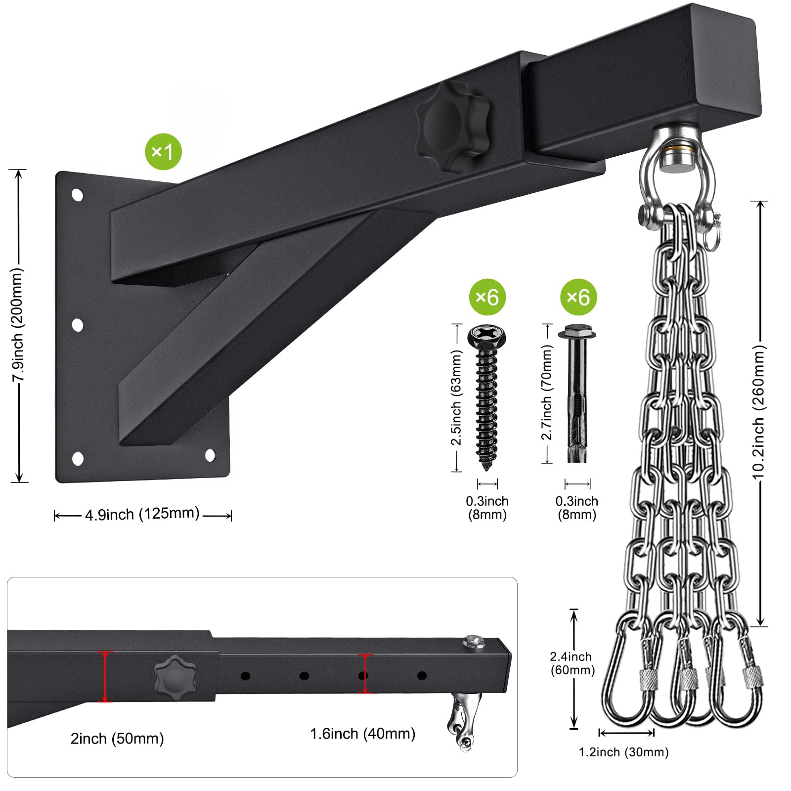 SELEWARE supplied chains and mounting hardware ready for easy assembly